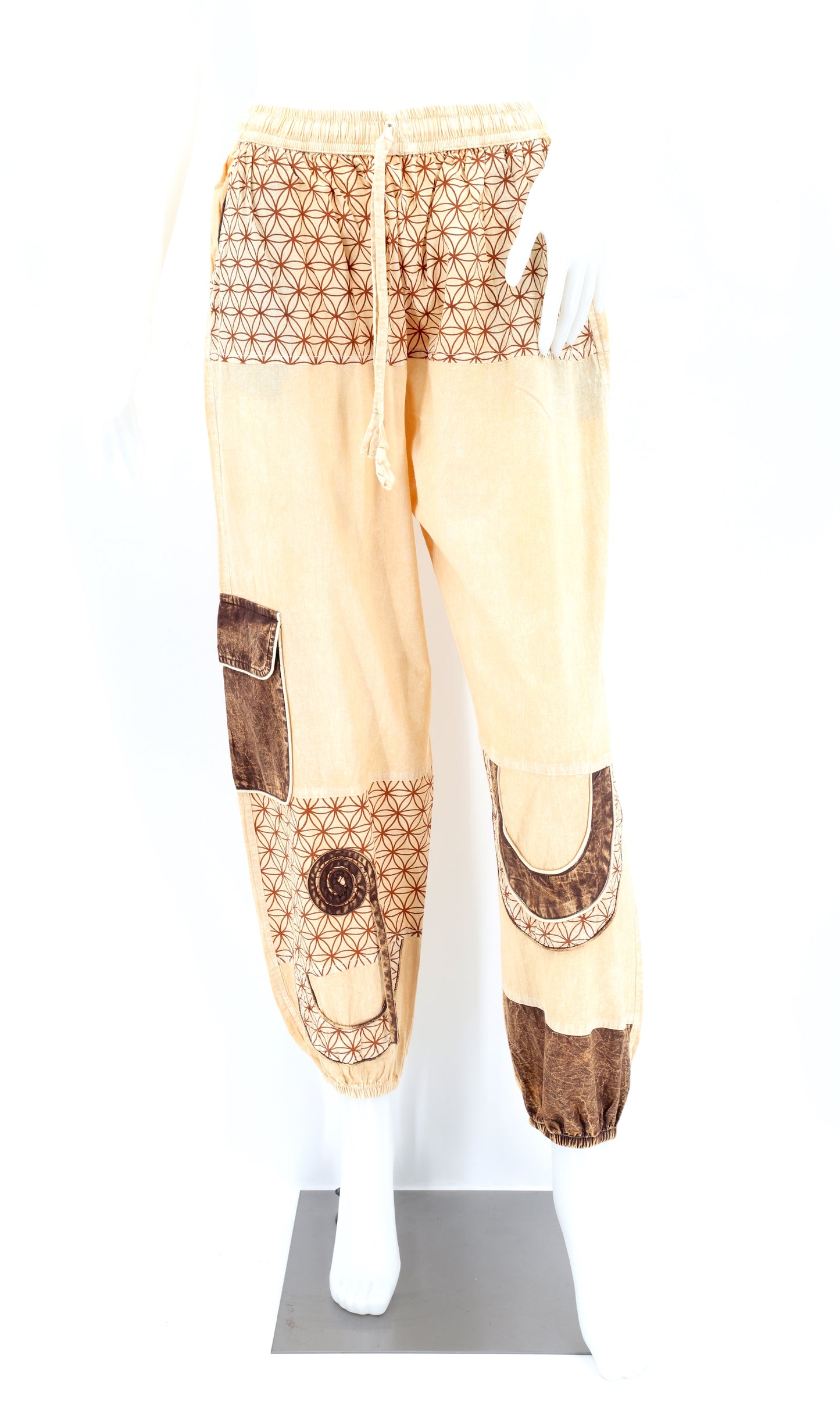 Cotton Hippie Handmade Harem Flower of Life Print Multicolor Cargo Bohemian Pants