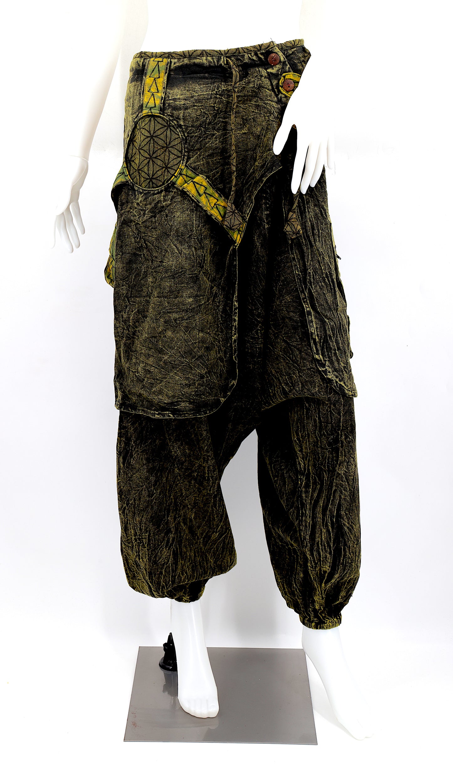 Cotton Hippie Handmade Harem Faded Color Flower of Life Bohemian Pants