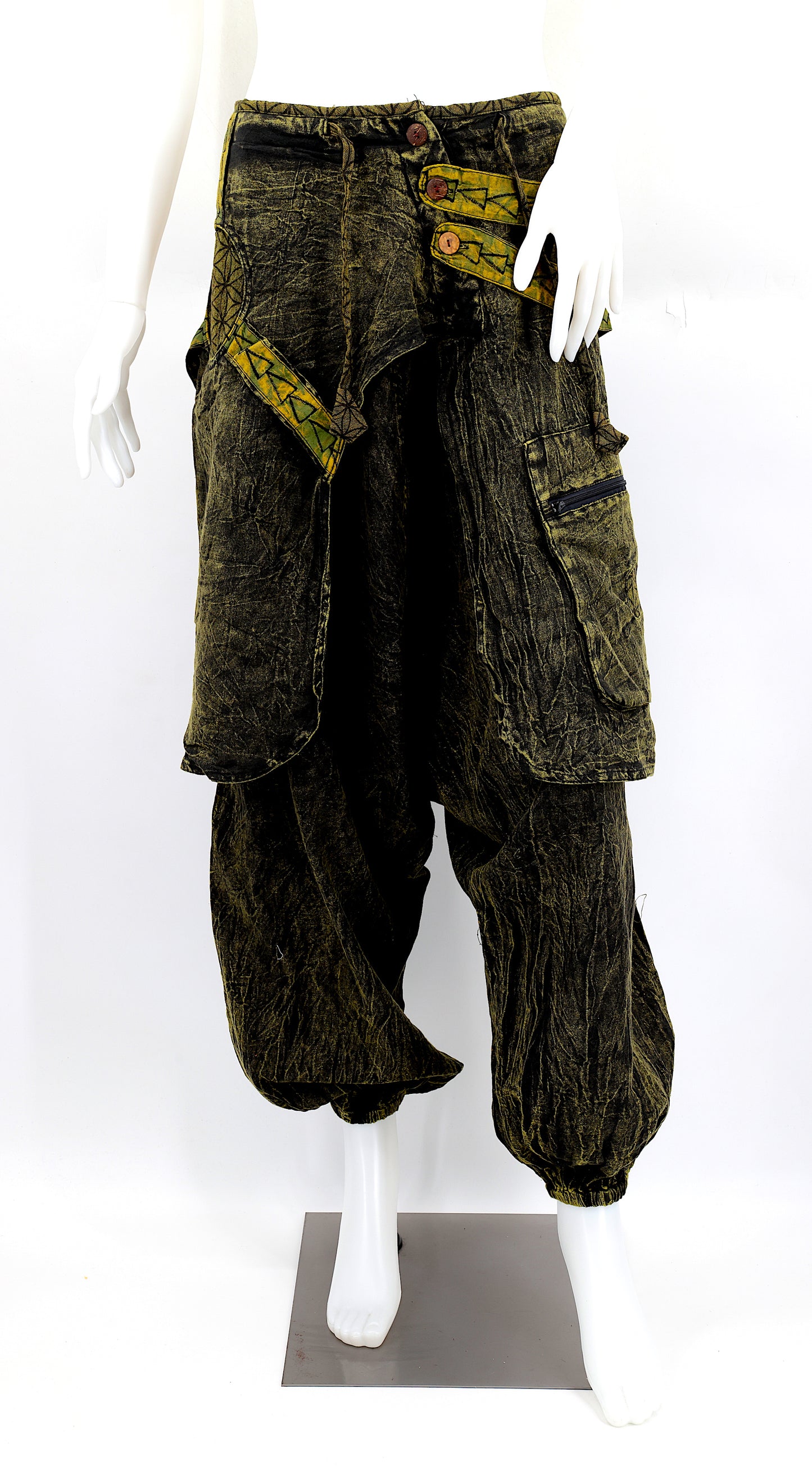 Faded Flower of Life Vintage Style Harem Pants