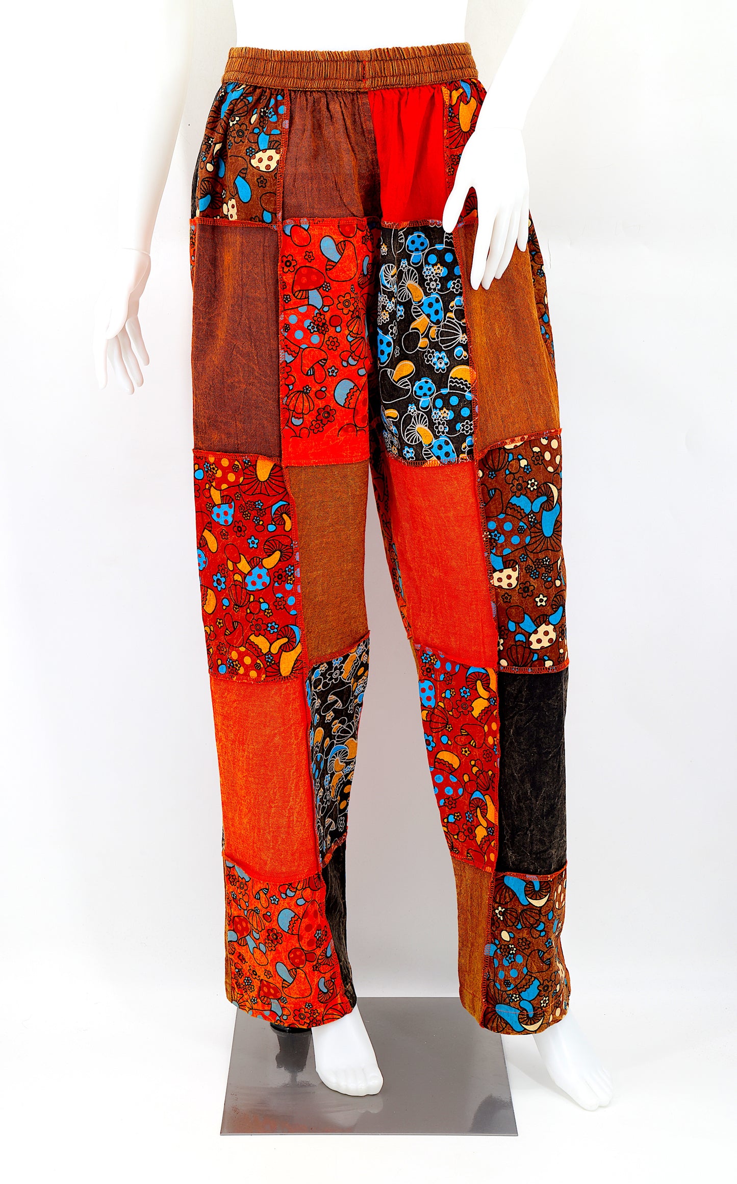 Cotton Hippie Handmade Harem Mushroom Designed Straight Leg Bohemian Pants