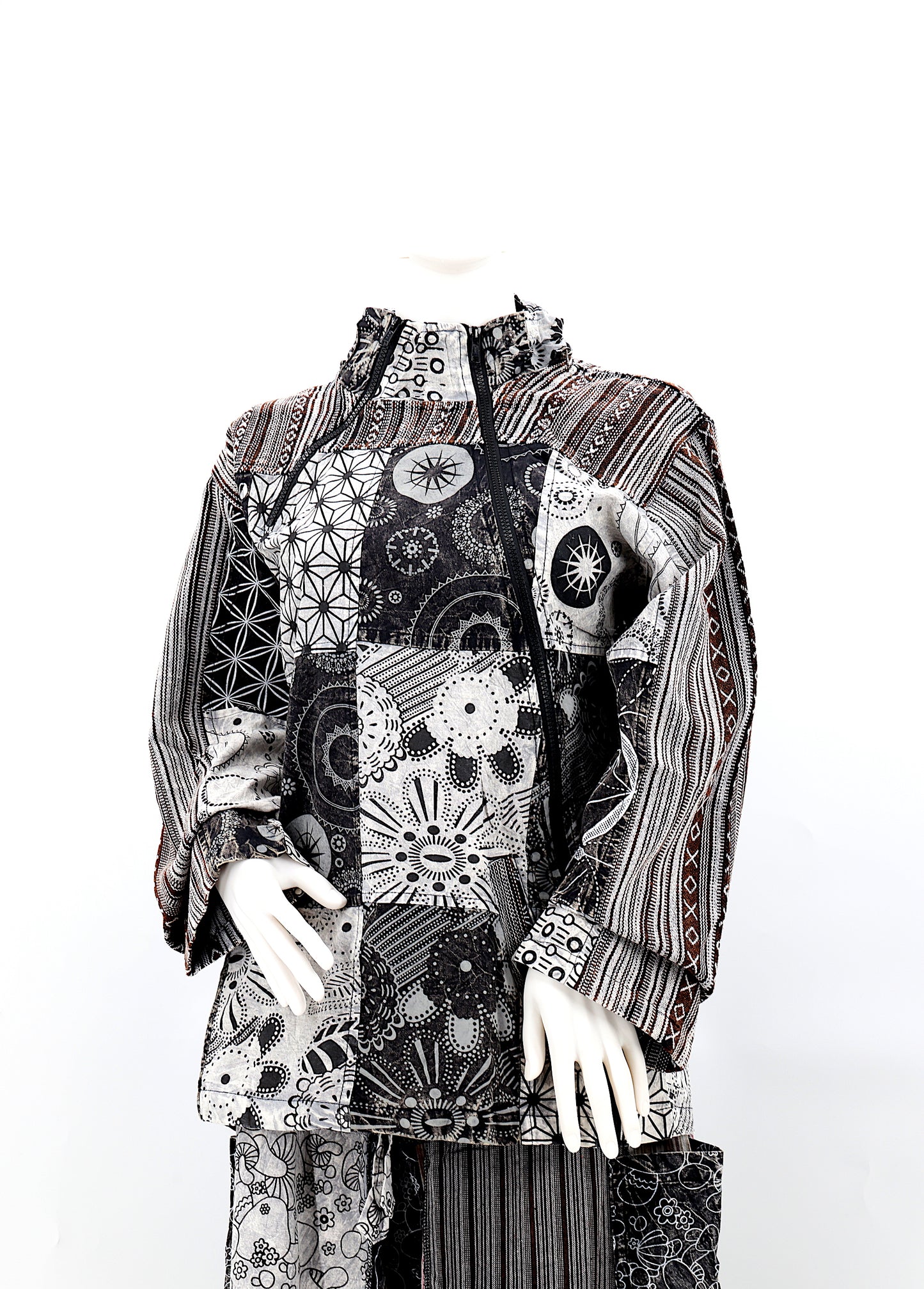 Cotton Hippie Handmade Patchwork Geometric Print Bohemian Lightweight Jacket