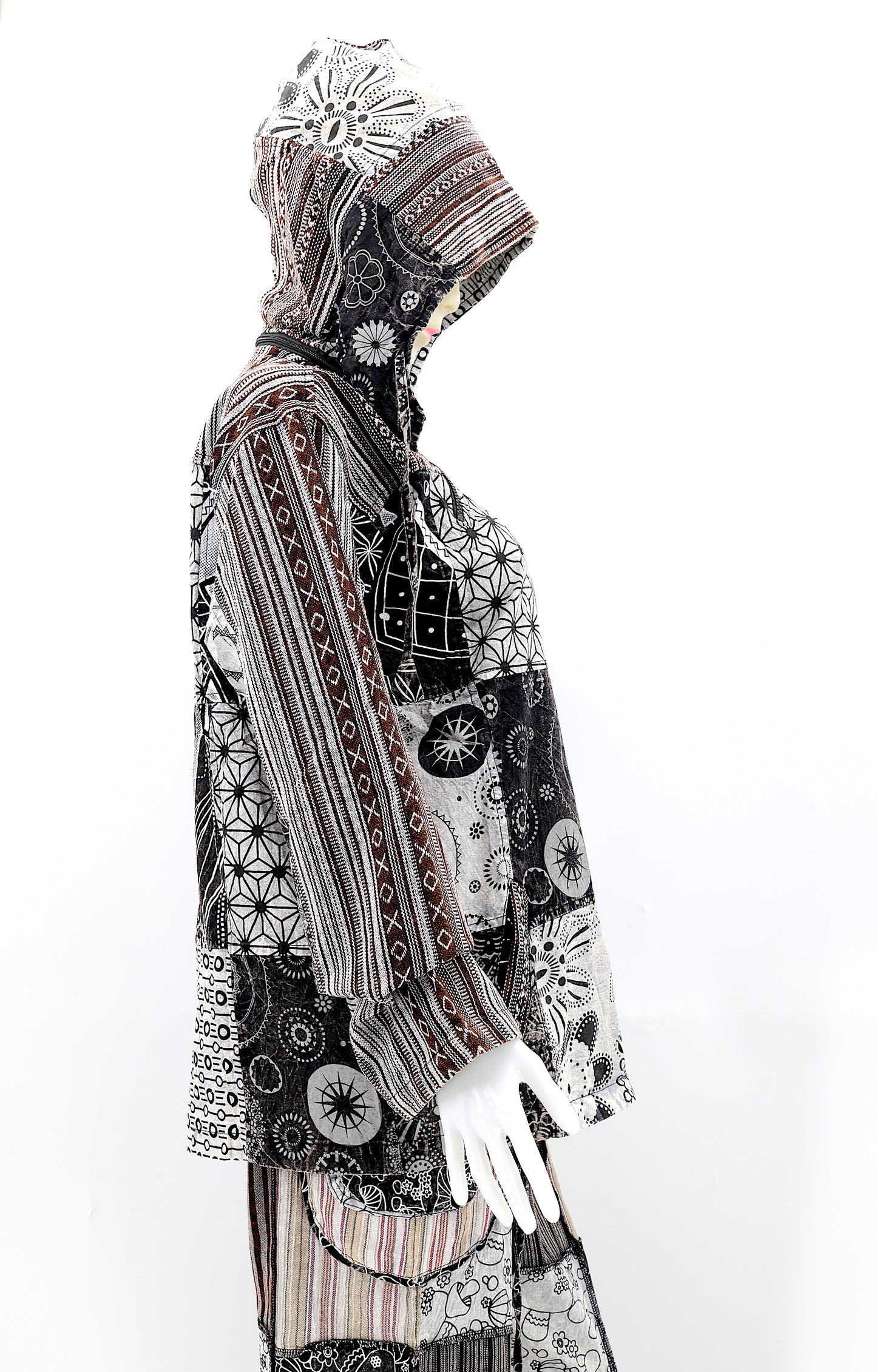 Cotton Hippie Handmade Patchwork Geometric Print Bohemian Lightweight Jacket