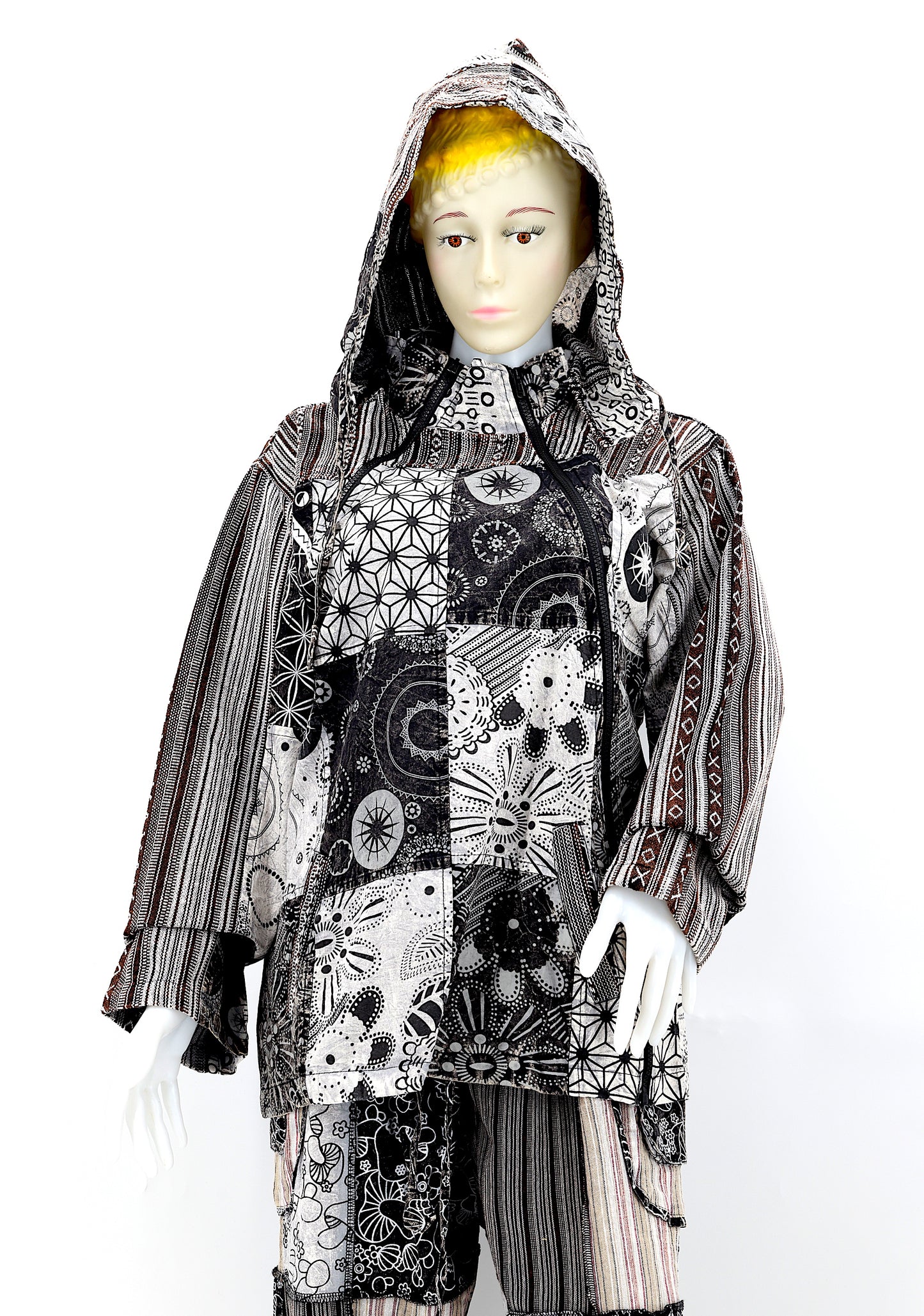 Cotton Hippie Handmade Patchwork Geometric Print Bohemian Lightweight Jacket