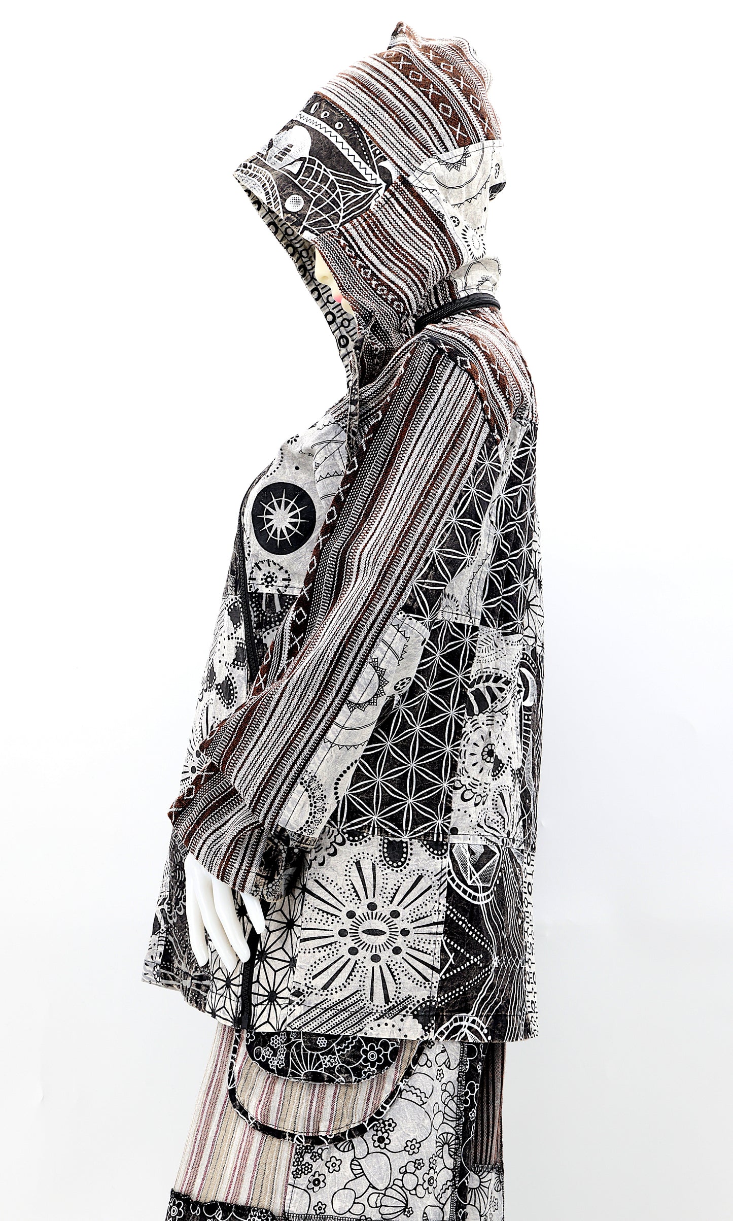 Cotton Hippie Handmade Patchwork Geometric Print Bohemian Lightweight Jacket