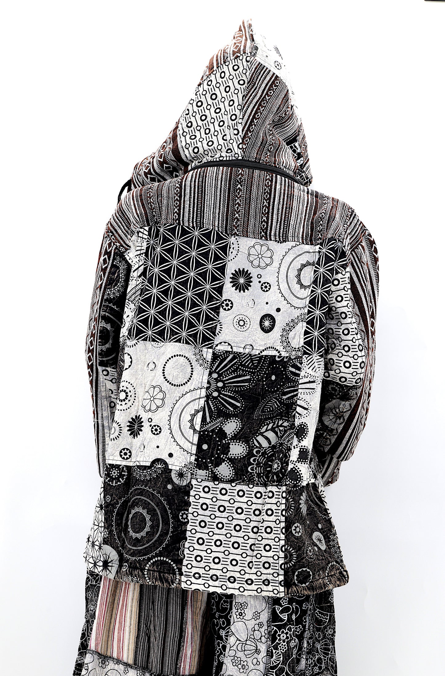 Cotton Hippie Handmade Patchwork Fleece Lined Geometric Print Bohemian Jacket