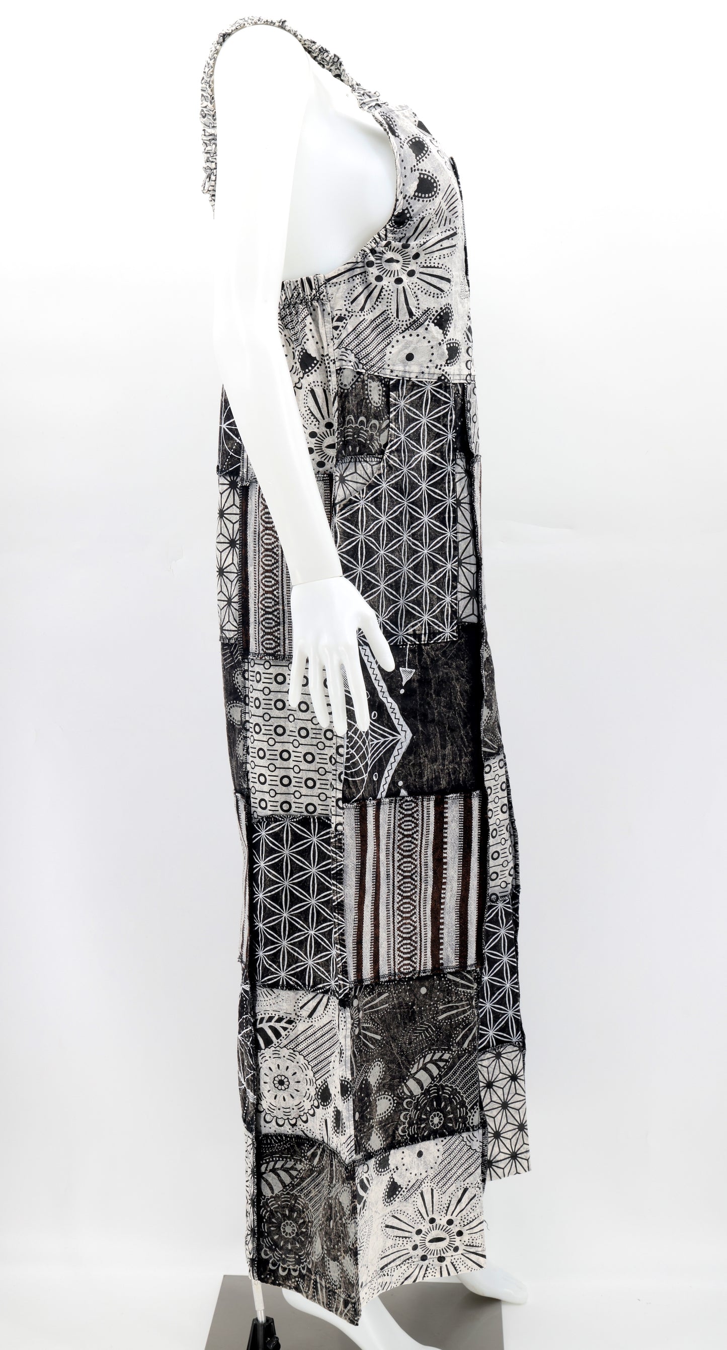 Cotton Hippie Handmade Geometric Print Patchwork Wide Leg Bohemian Overalls