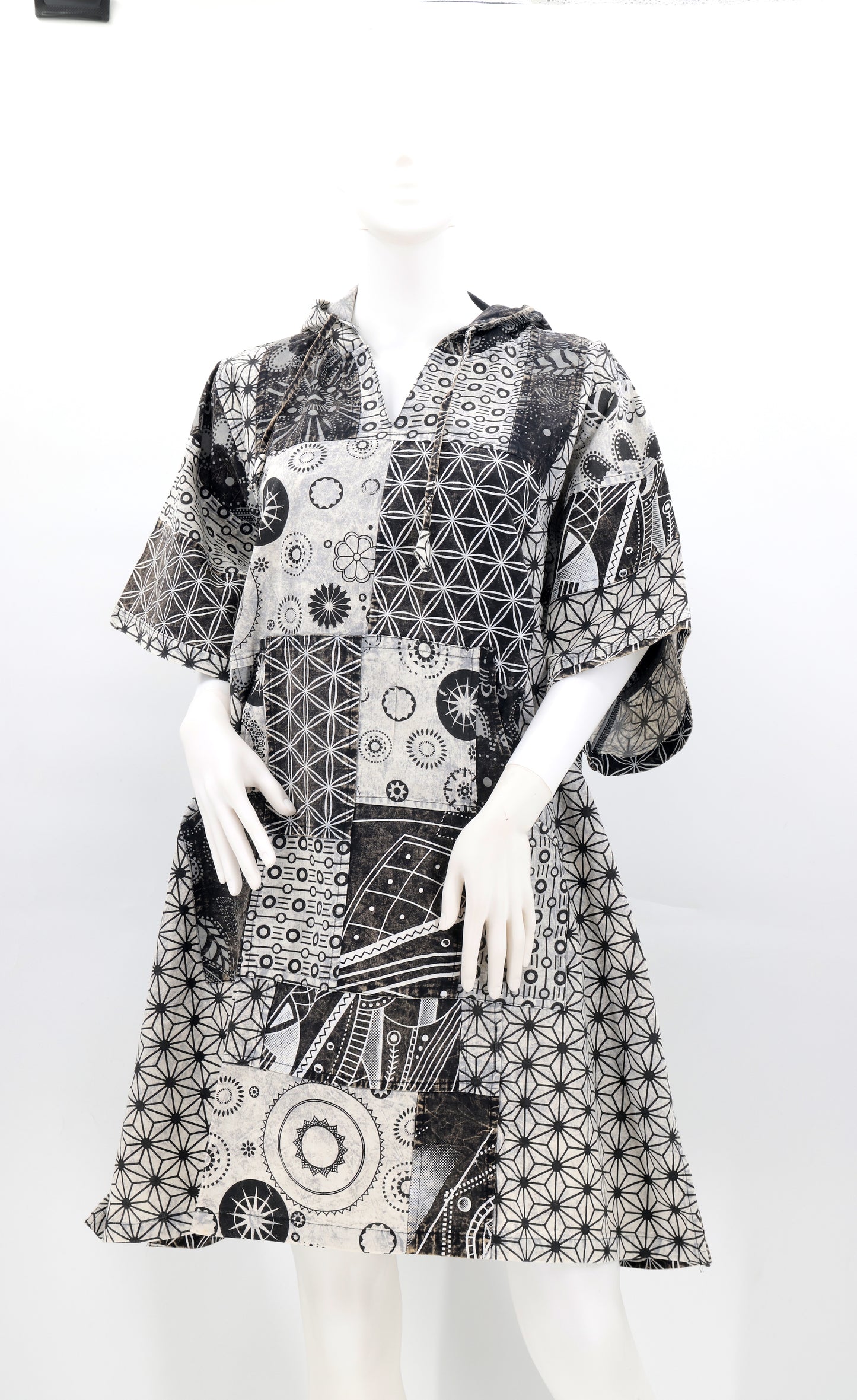 Cotton Hippie Handmade Geometric Print Patchwork Bohemian Dress