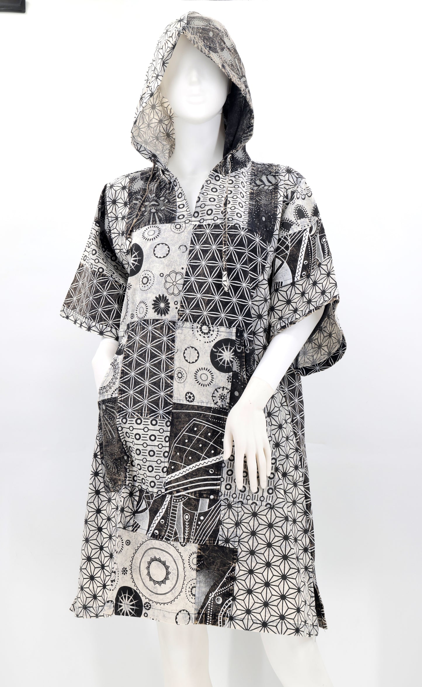Cotton Hippie Handmade Geometric Print Patchwork Bohemian Dress