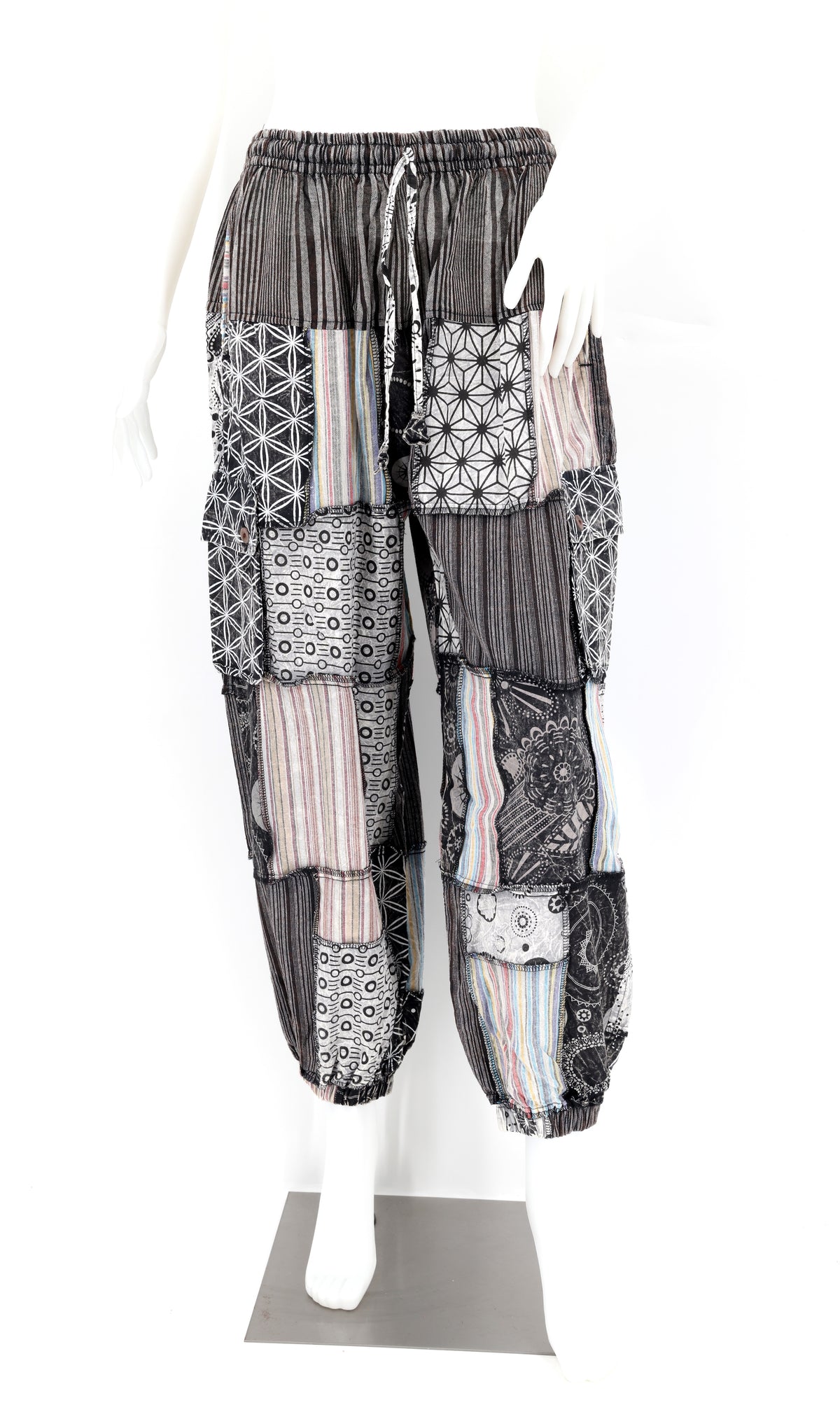 Geometric Print Lightweight Patchwork Harem Pants
