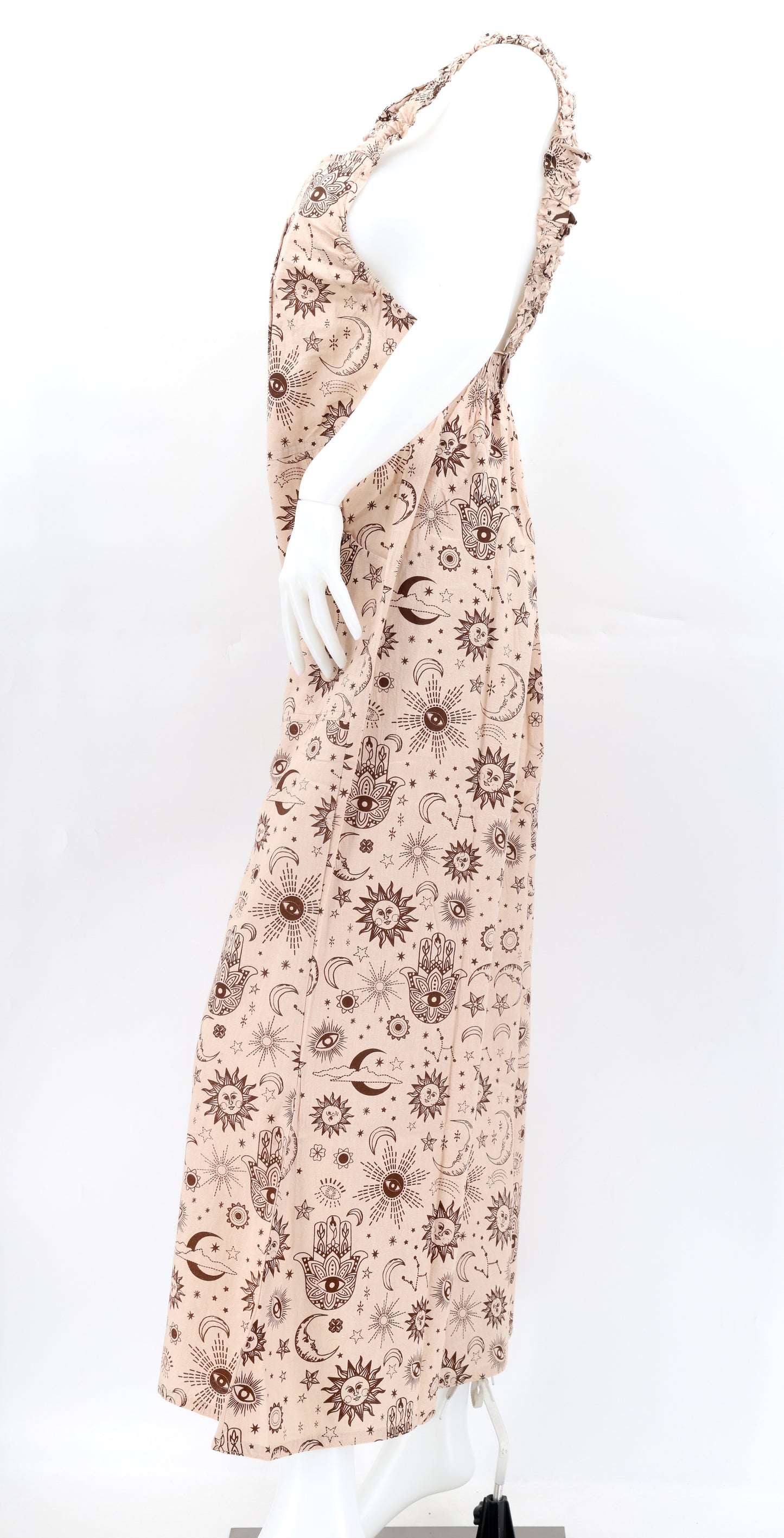 Cotton Hippie Handmade Celestial Print Wide Leg Bohemian Overalls