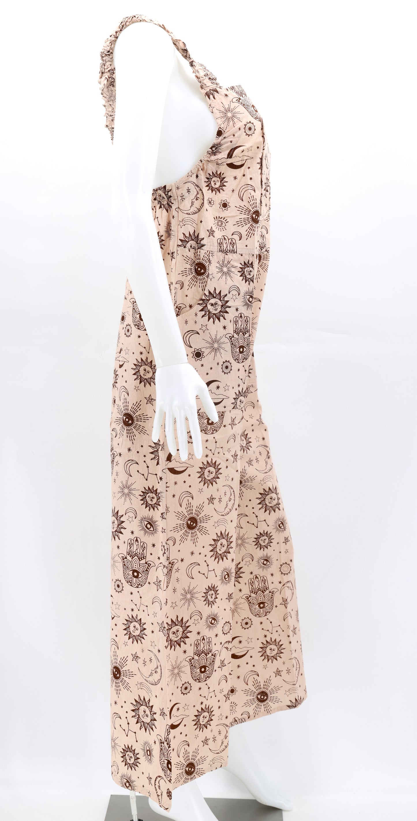 Cotton Hippie Handmade Celestial Print Wide Leg Bohemian Overalls