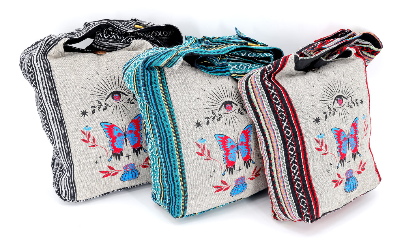 Cotton Butterfly Print Handmade Crossbody Bag