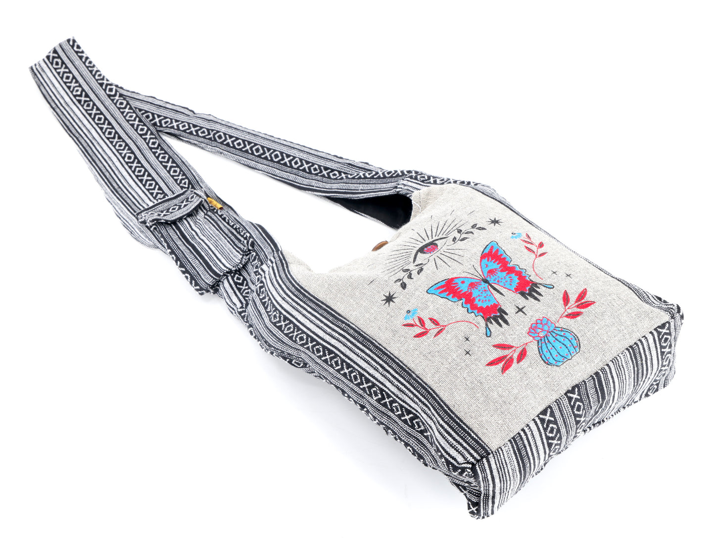 Cotton Butterfly Print Handmade Crossbody Bag