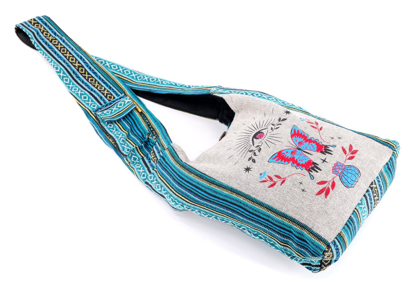 Cotton Butterfly Print Handmade Crossbody Bag