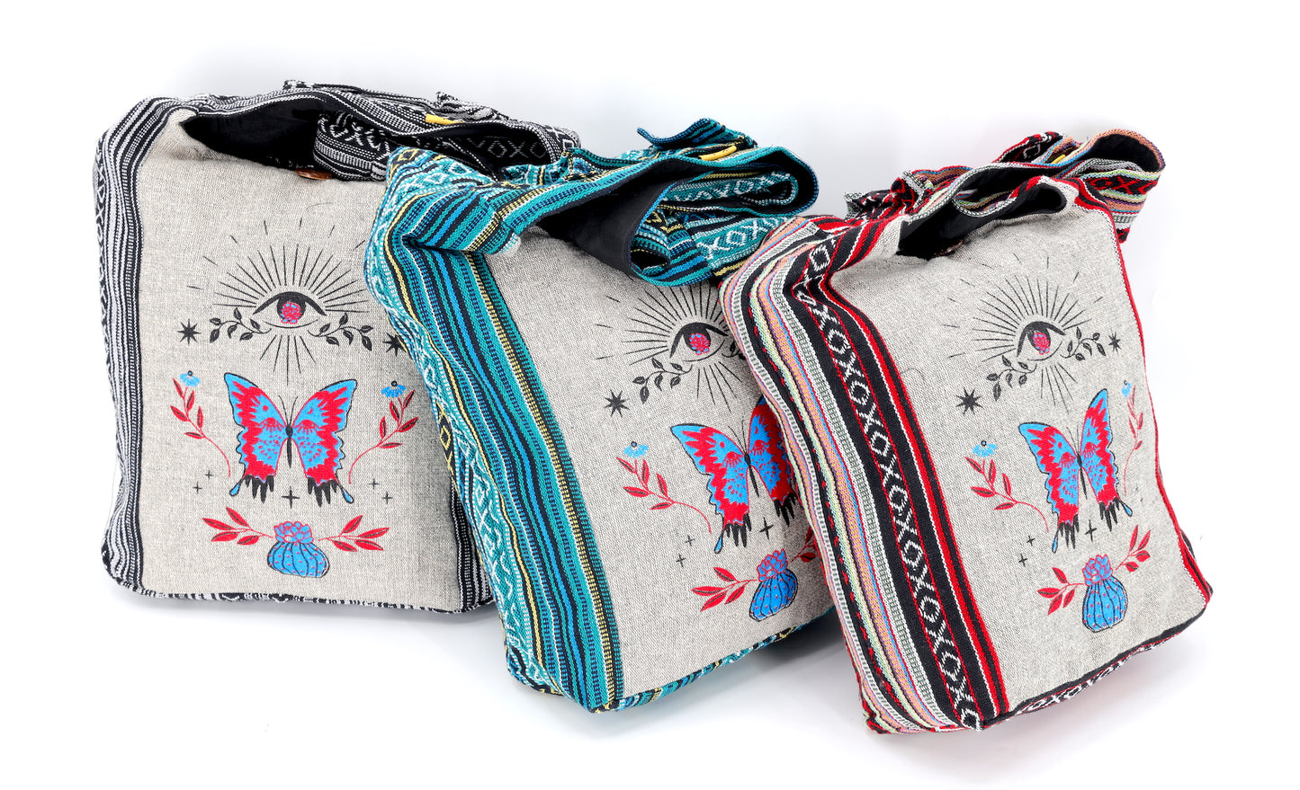 Cotton Butterfly Print Handmade Crossbody Bag