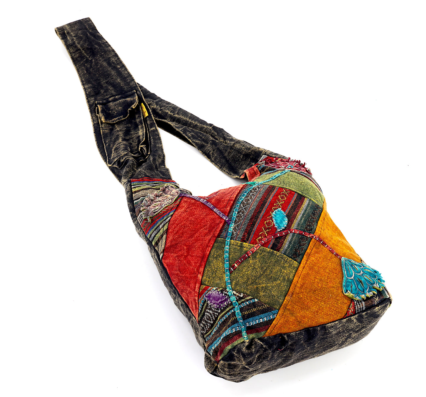 Cotton Flower Hand Embroidered Crossbody Bag