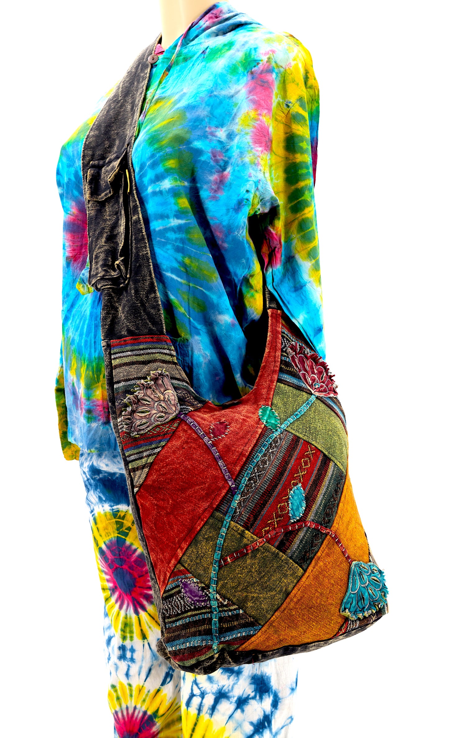 Cotton Flower Hand Embroidered Crossbody Bag