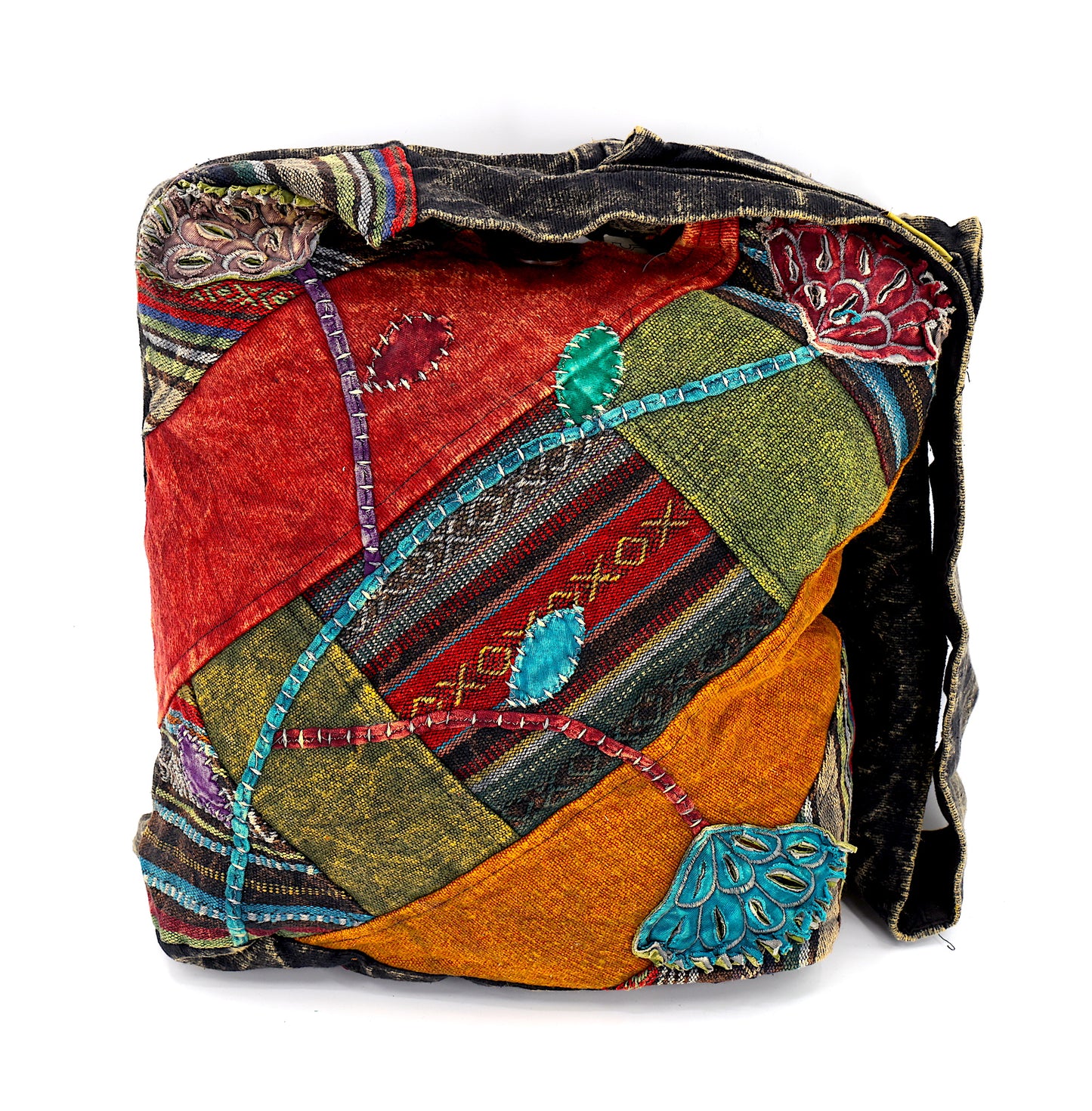 Cotton Flower Hand Embroidered Crossbody Bag