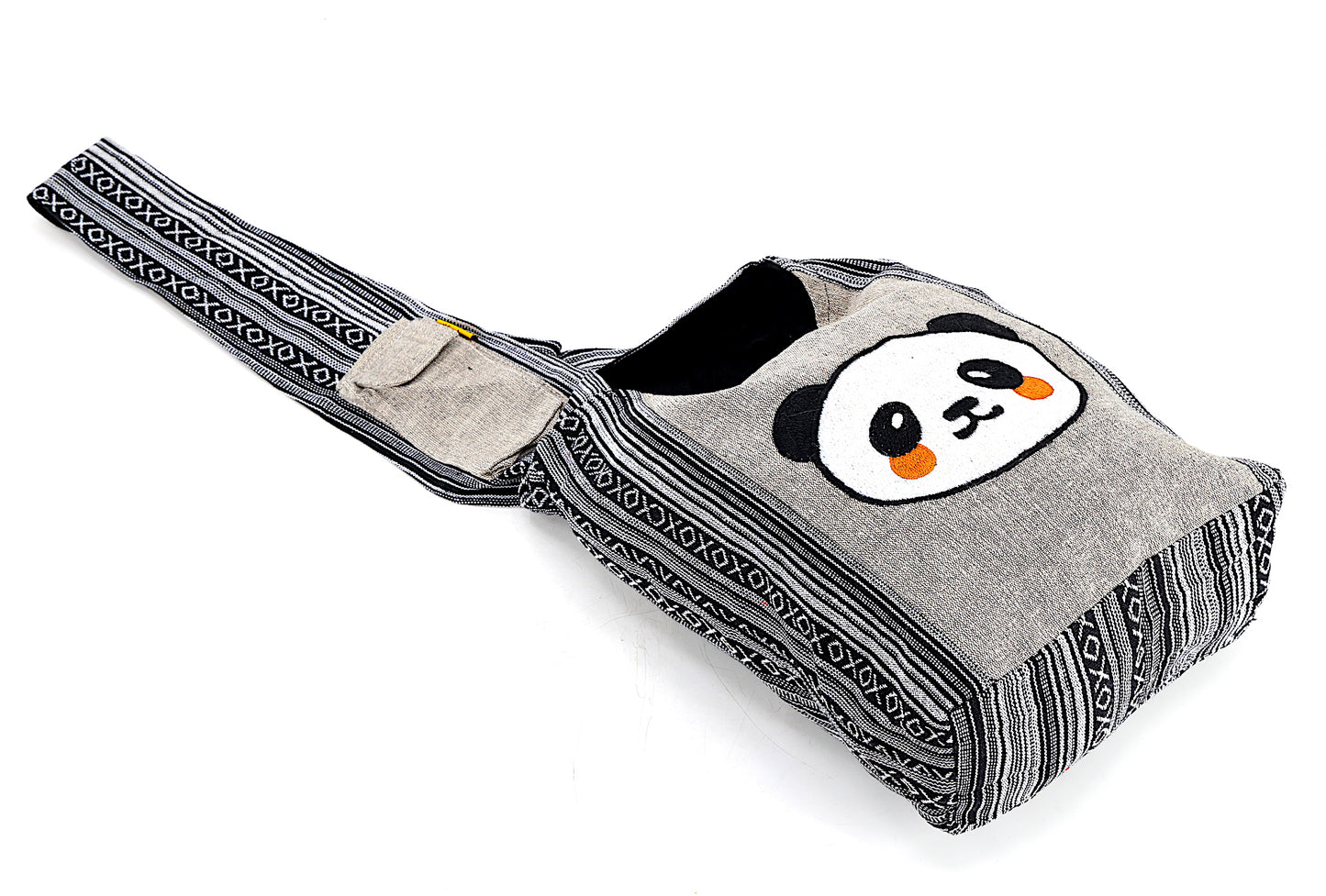 Cotton Cute Panda Hand Embroidered Crossbody Bag
