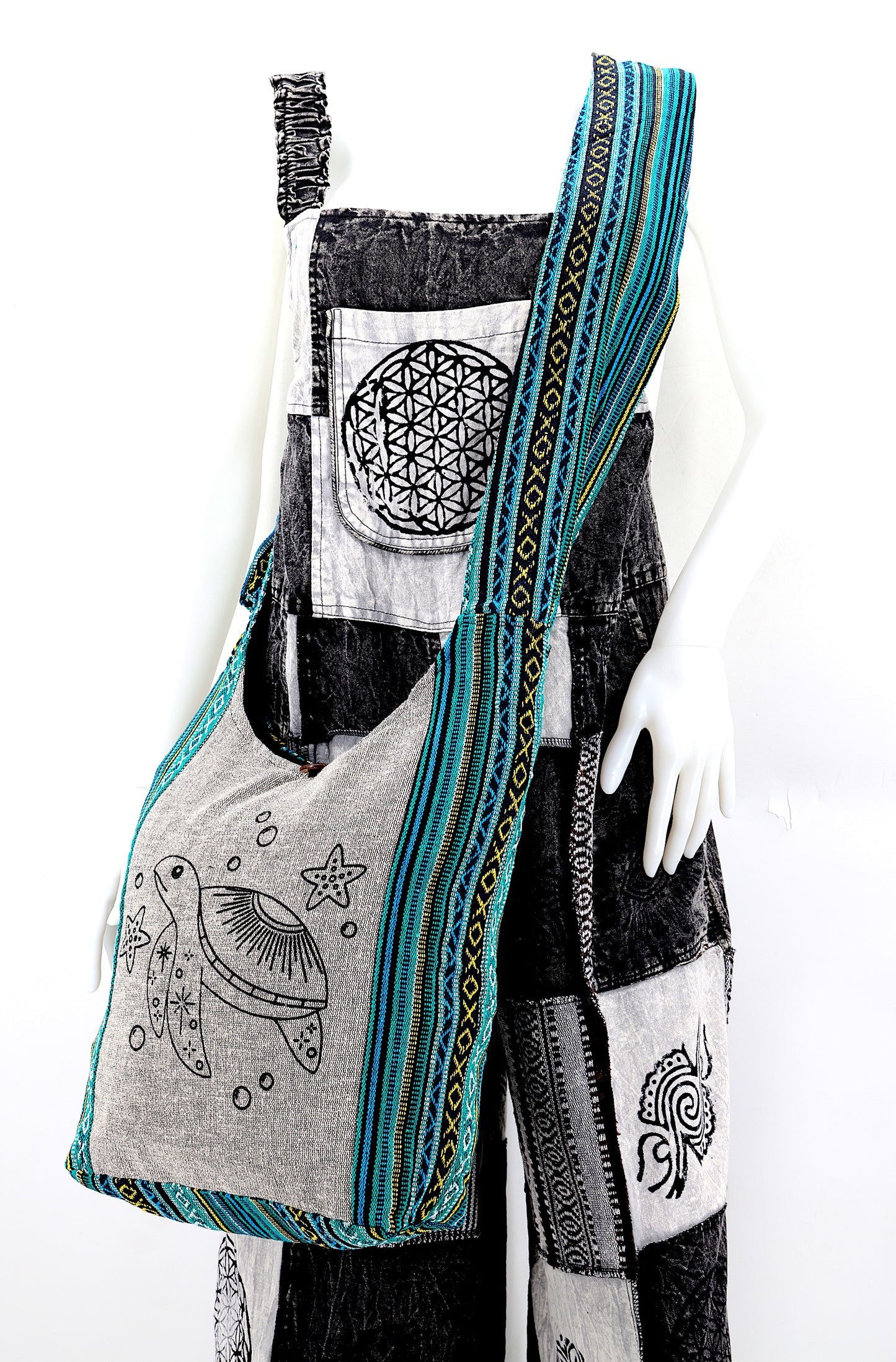 Cotton Sea Turtle Print Handmade Crossbody Bag