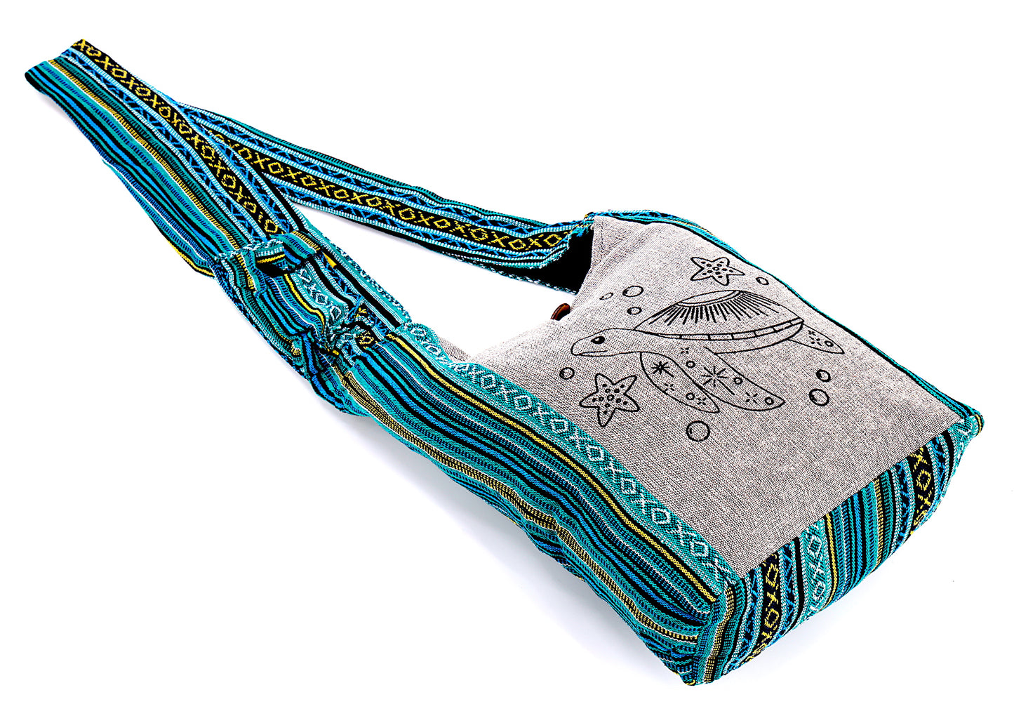 Cotton Sea Turtle Print Handmade Crossbody Bag
