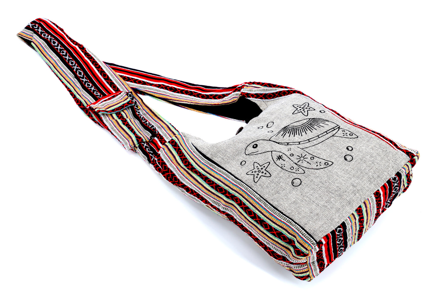 Cotton Sea Turtle Print Handmade Crossbody Bag