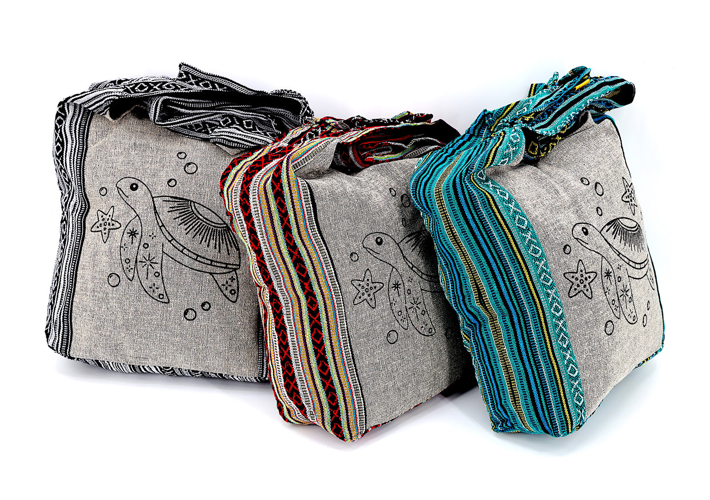 Cotton Sea Turtle Print Handmade Crossbody Bag