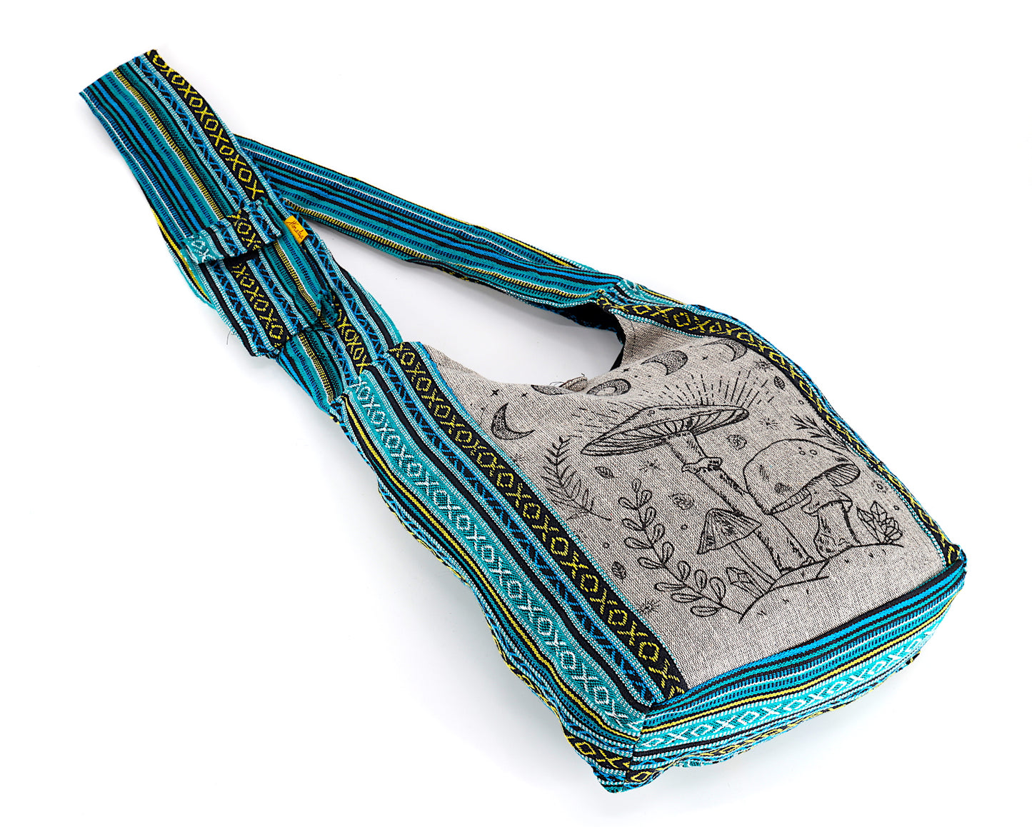 Cotton Mushroom Print Handmade Crossbody Bag
