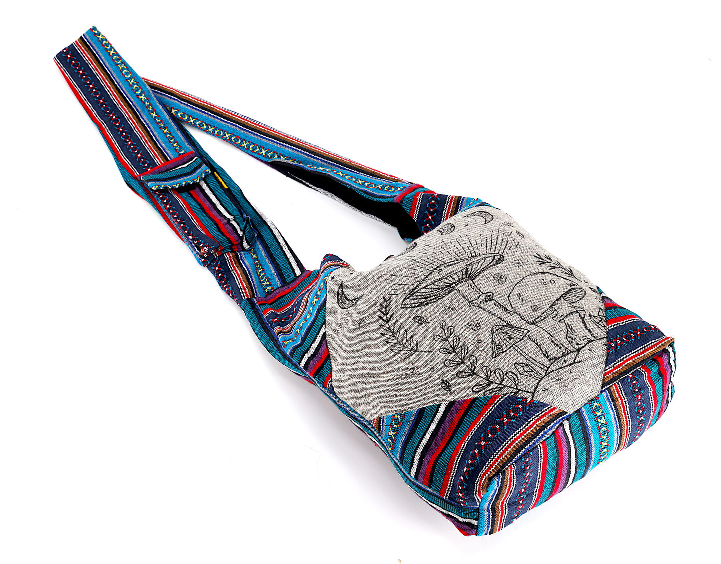 Cotton Mushroom Print Frame Design Handmade Crossbody Bag