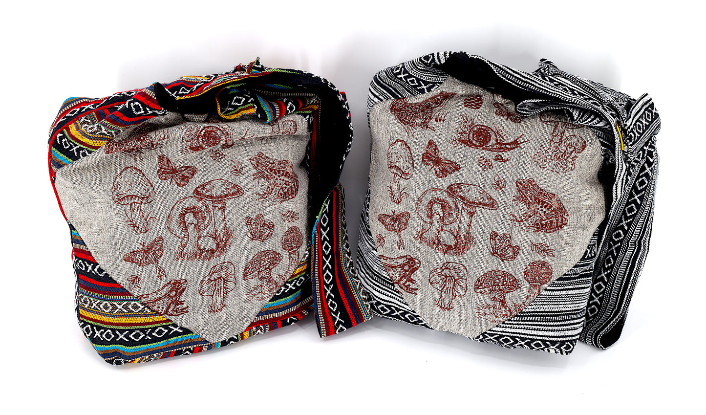 Cotton Frog, Mushroom, Snail Print Frame Design Handmade Crossbody Bag