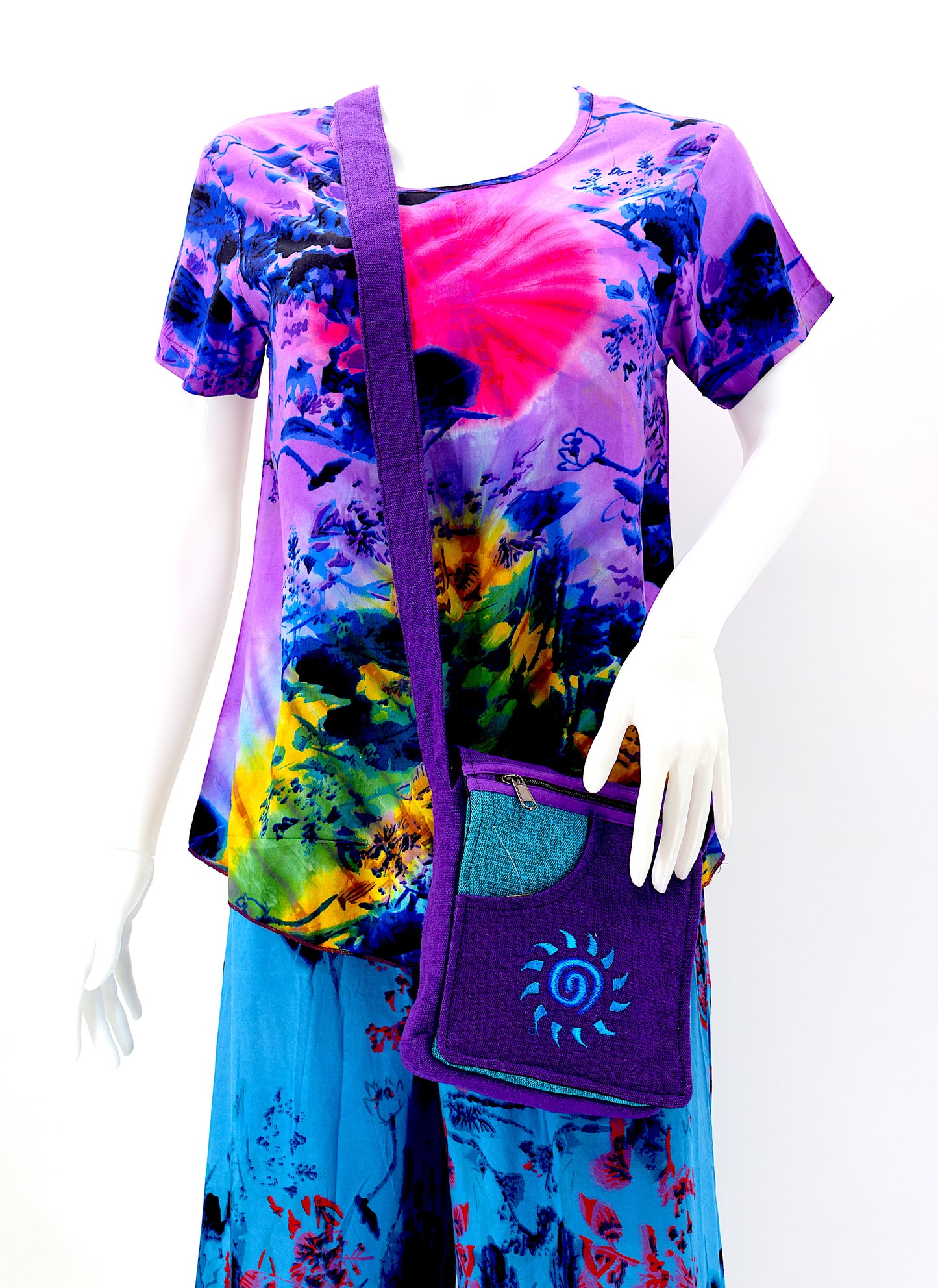 Cotton Sun Hand Embroidered Passport Bag