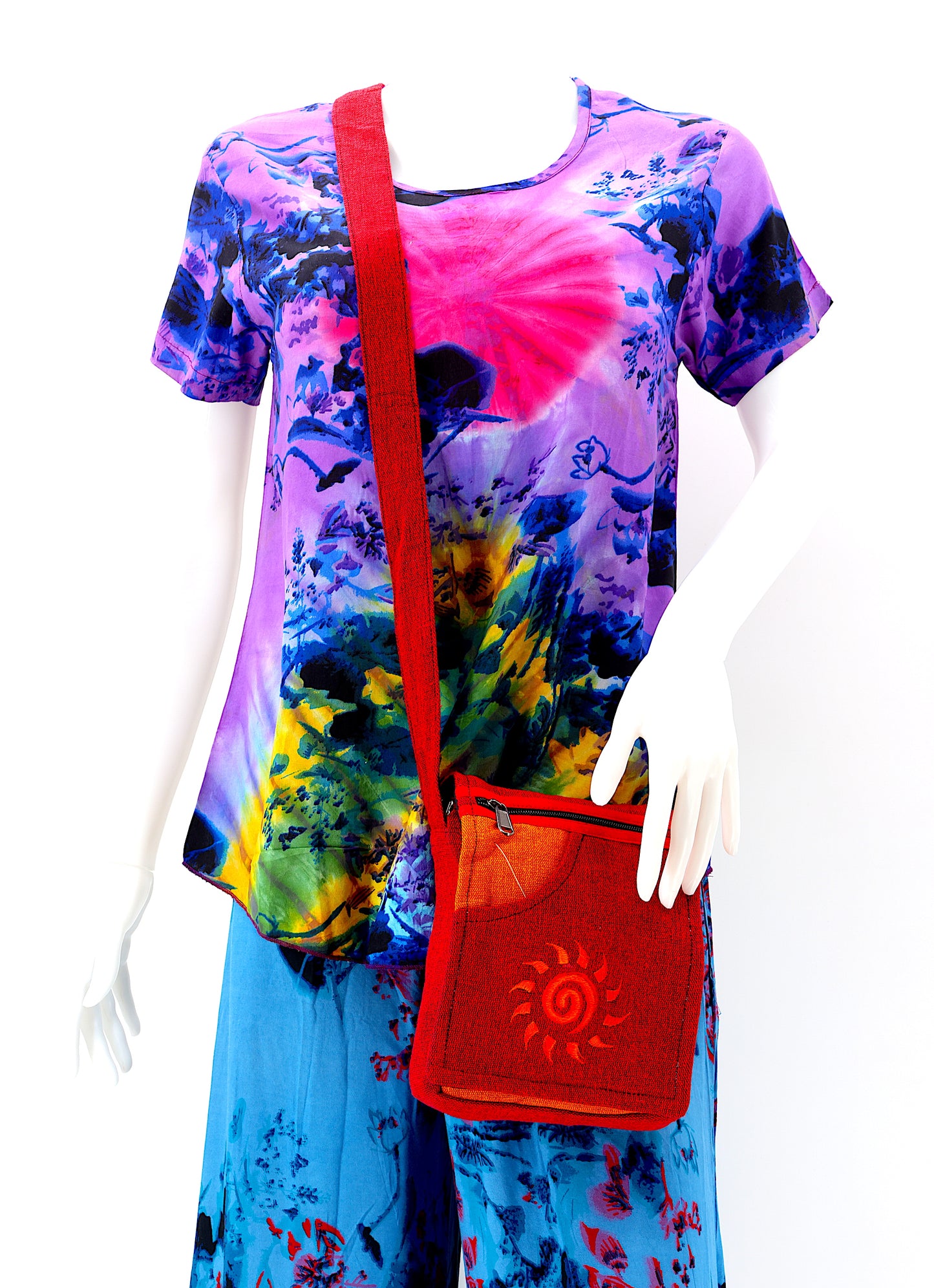 Cotton Sun Hand Embroidered Passport Bag