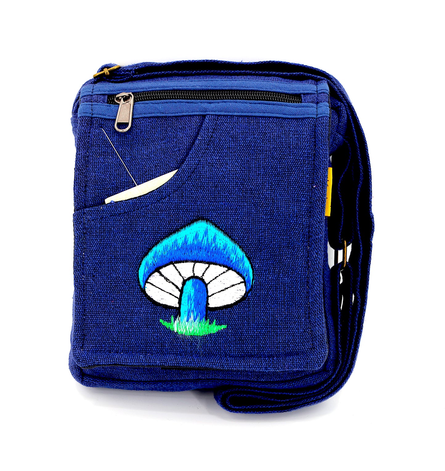 Cotton Mushroom Hand Embroidered Passport Bag