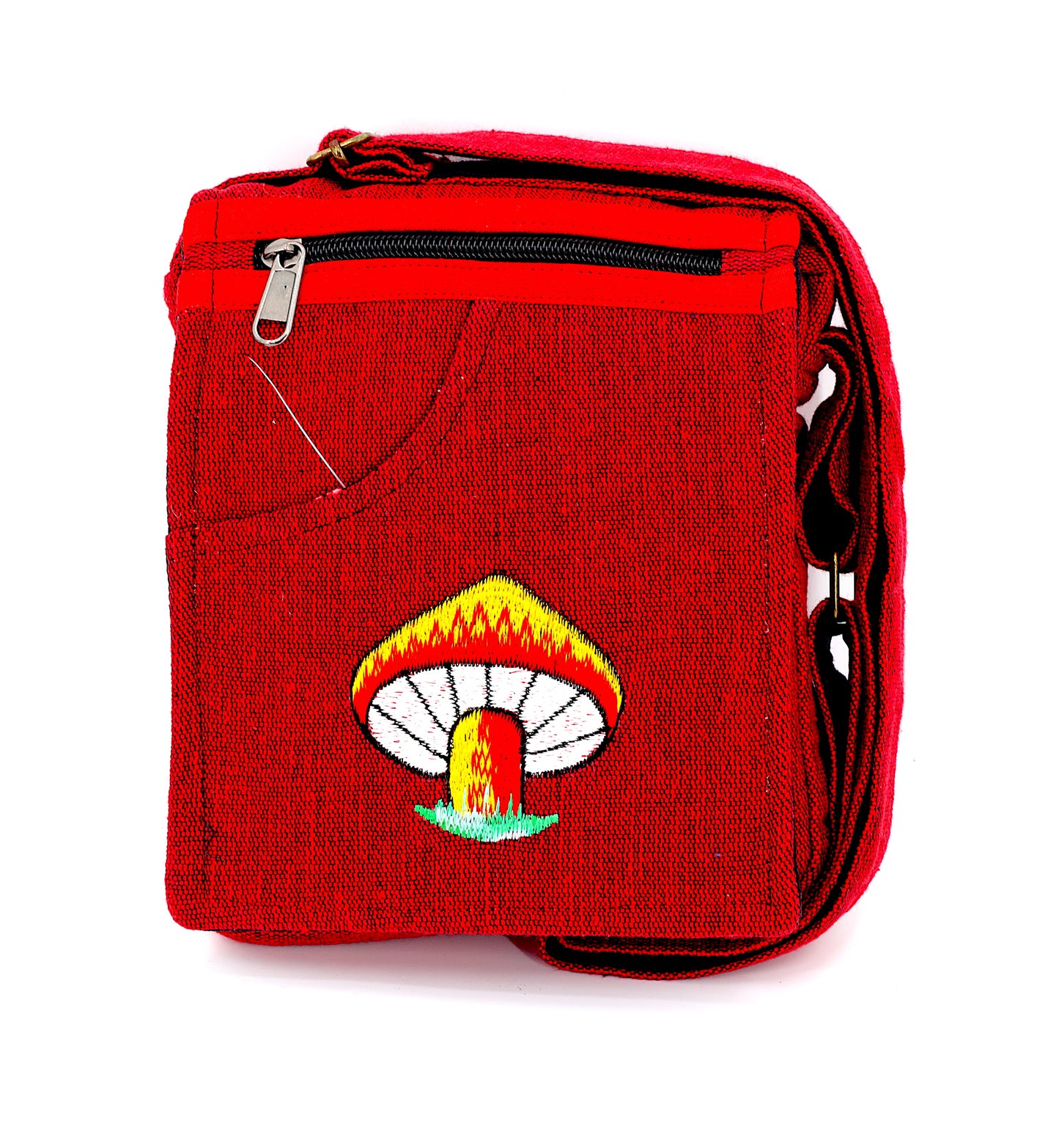 Cotton Mushroom Hand Embroidered Passport Bag