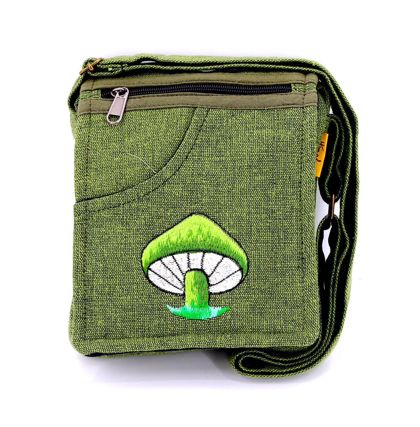 Cotton Mushroom Hand Embroidered Passport Bag