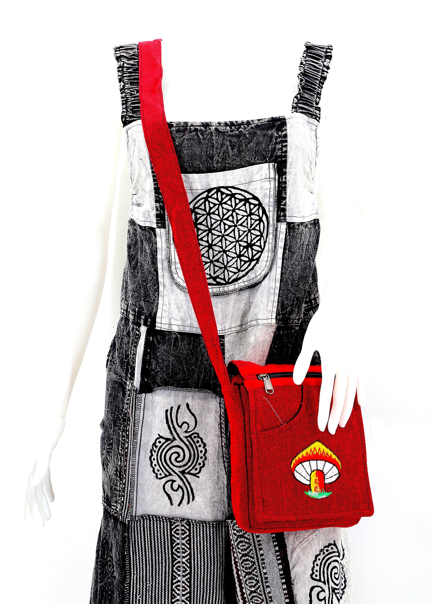 Cotton Mushroom Hand Embroidered Passport Bag