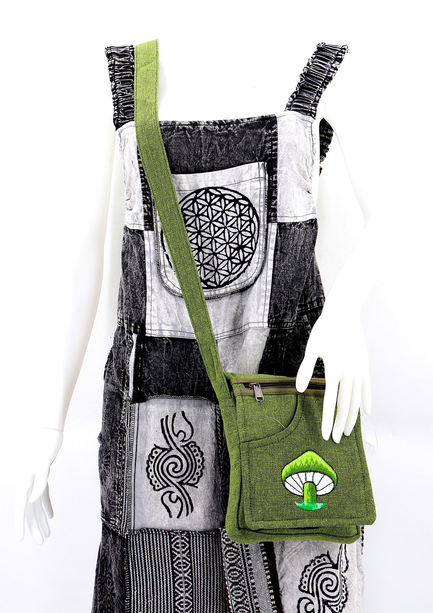 Cotton Mushroom Hand Embroidered Passport Bag