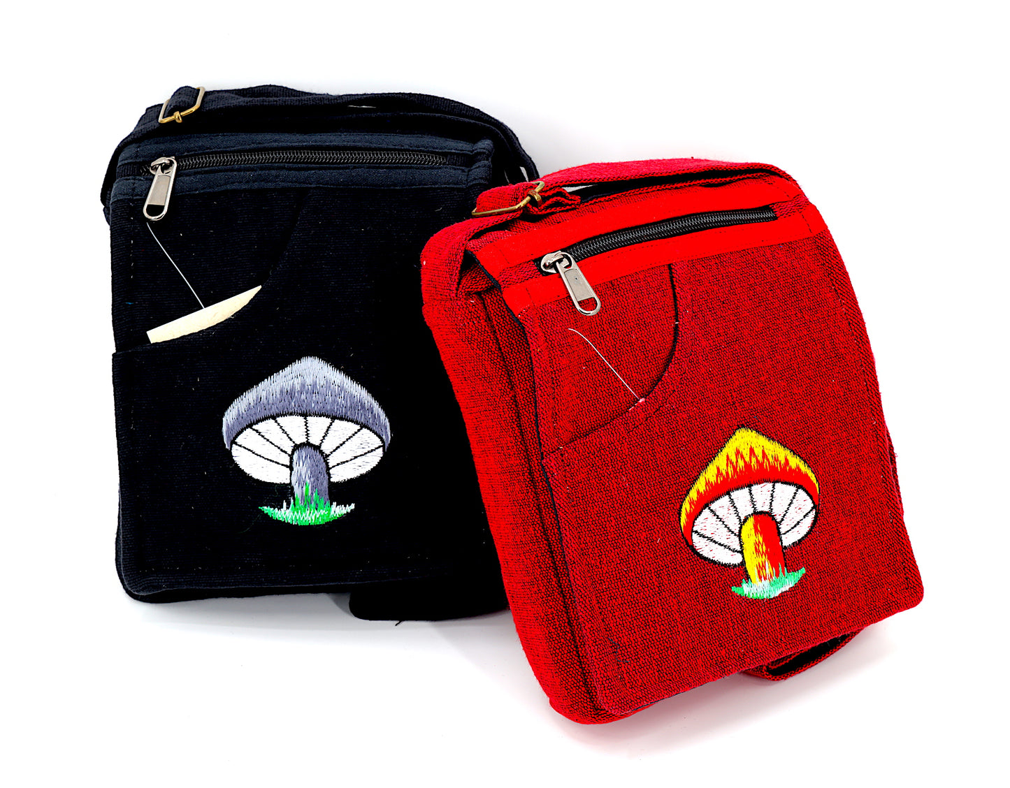 Cotton Mushroom Hand Embroidered Passport Bag