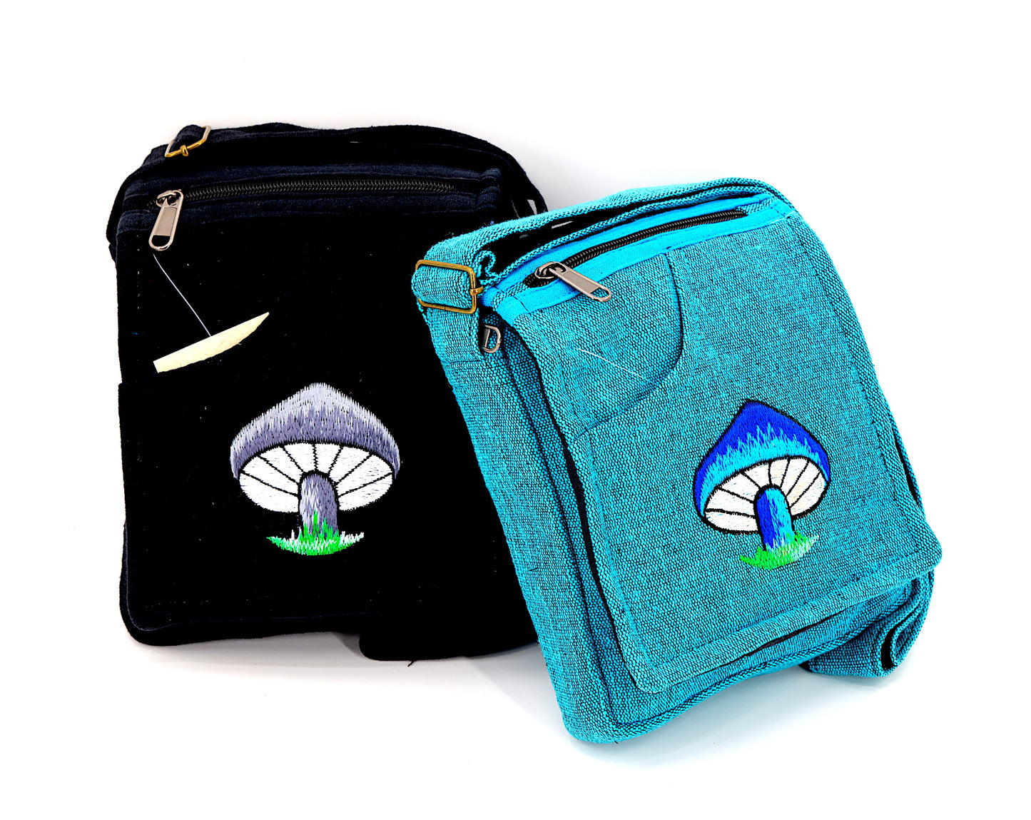 Cotton Mushroom Hand Embroidered Passport Bag