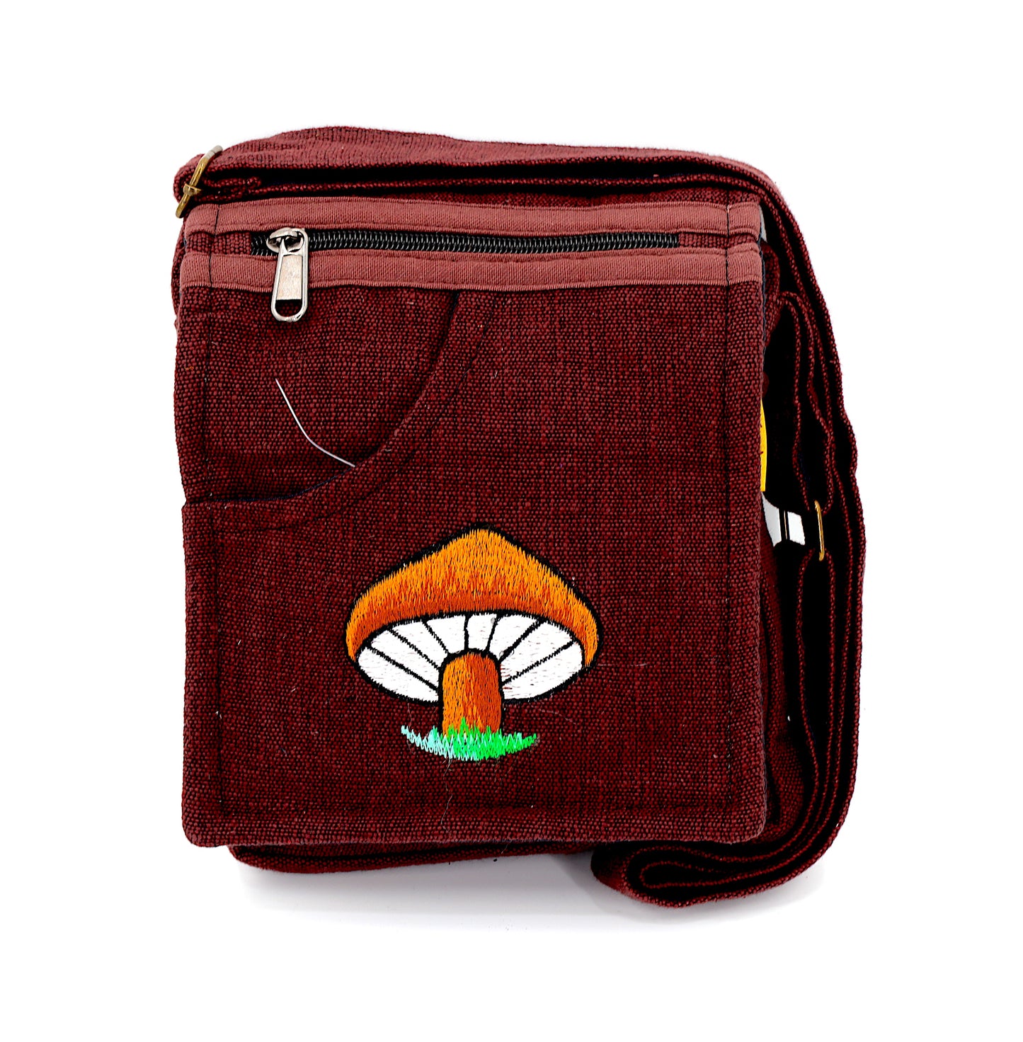 Cotton Mushroom Hand Embroidered Passport Bag