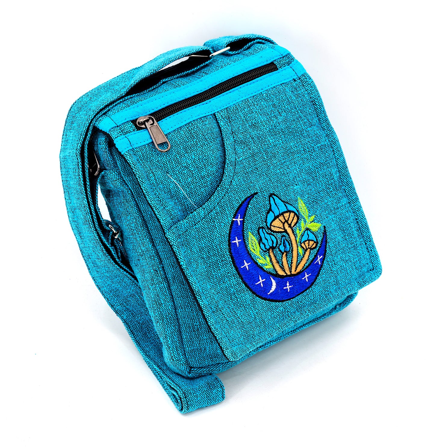 Cotton Moon Mushroom Hand Embroidered Passport Bag