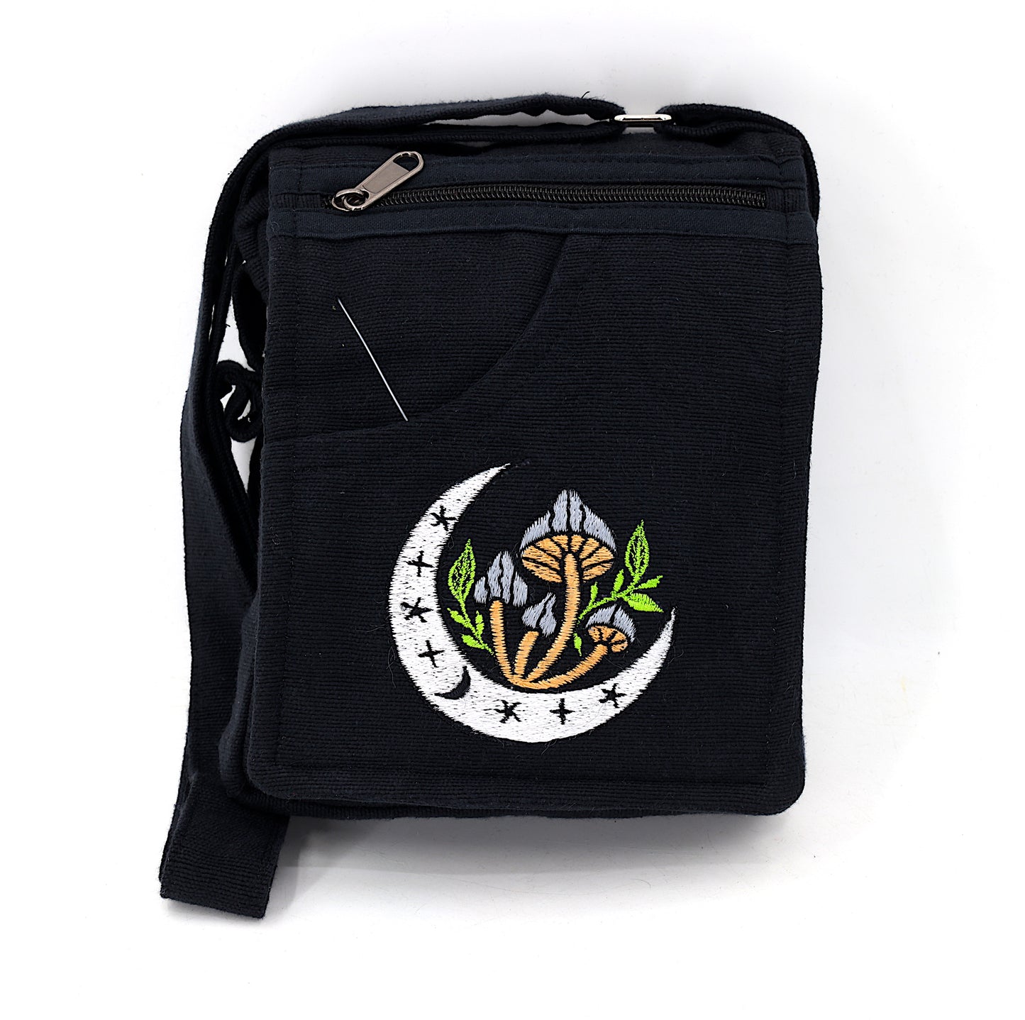 Cotton Moon Mushroom Hand Embroidered Passport Bag