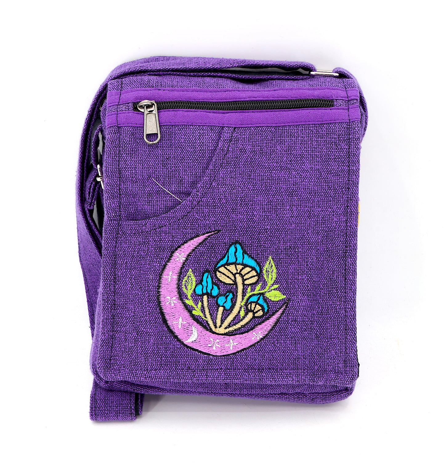 Cotton Moon Mushroom Hand Embroidered Passport Bag