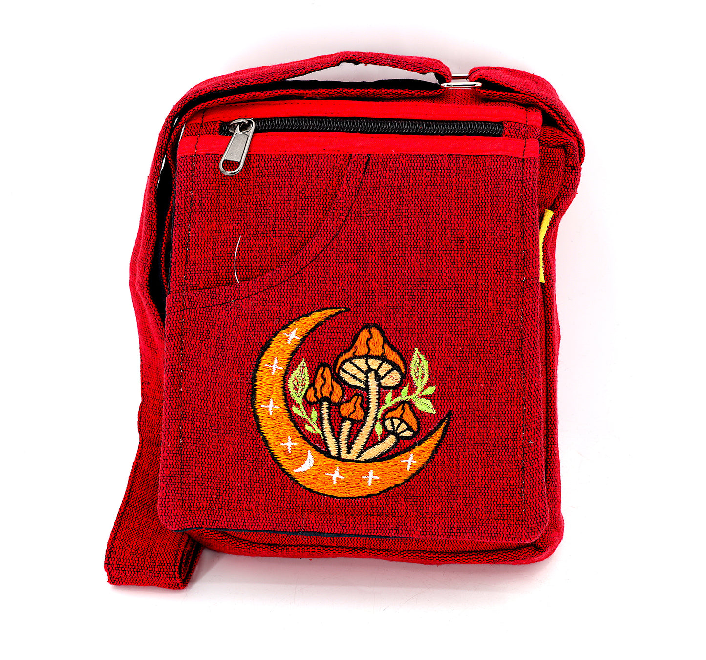 Cotton Moon Mushroom Hand Embroidered Passport Bag