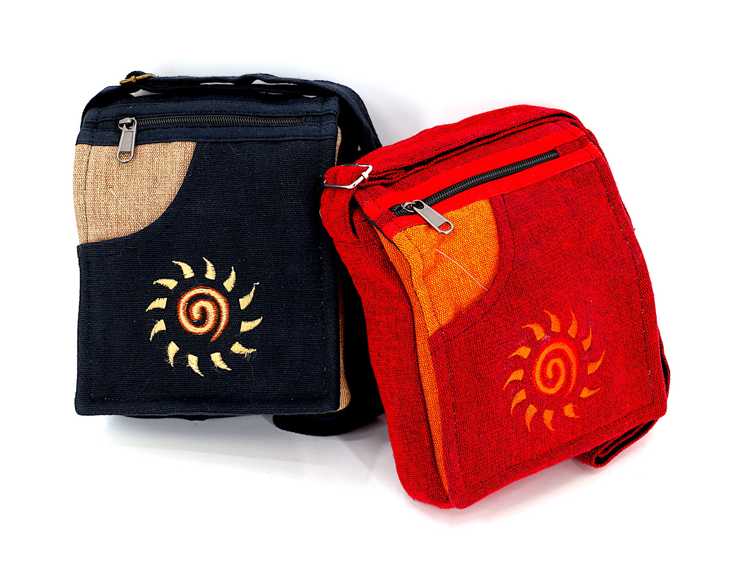 Cotton Sun Hand Embroidered Passport Bag