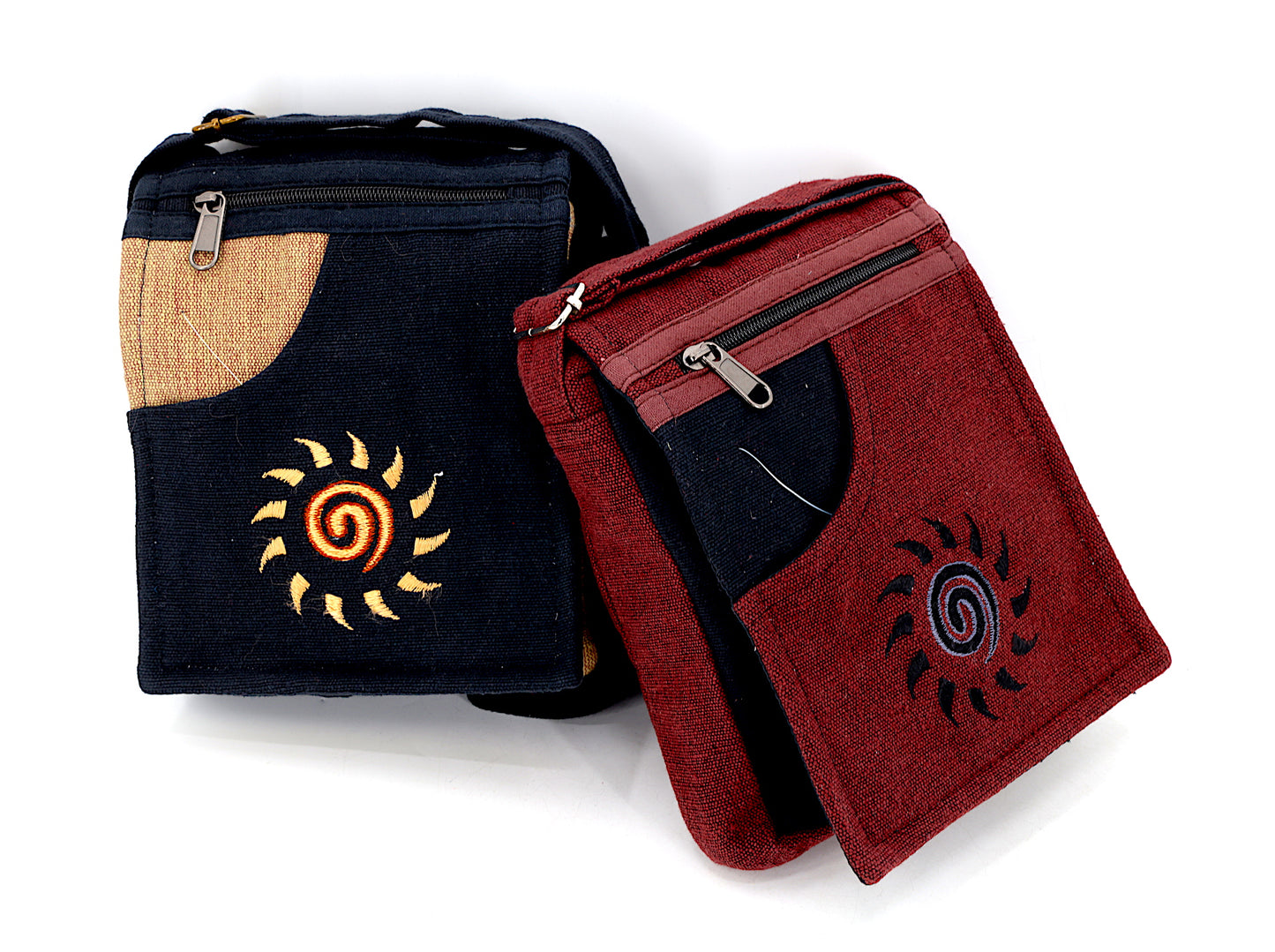 Cotton Sun Hand Embroidered Passport Bag