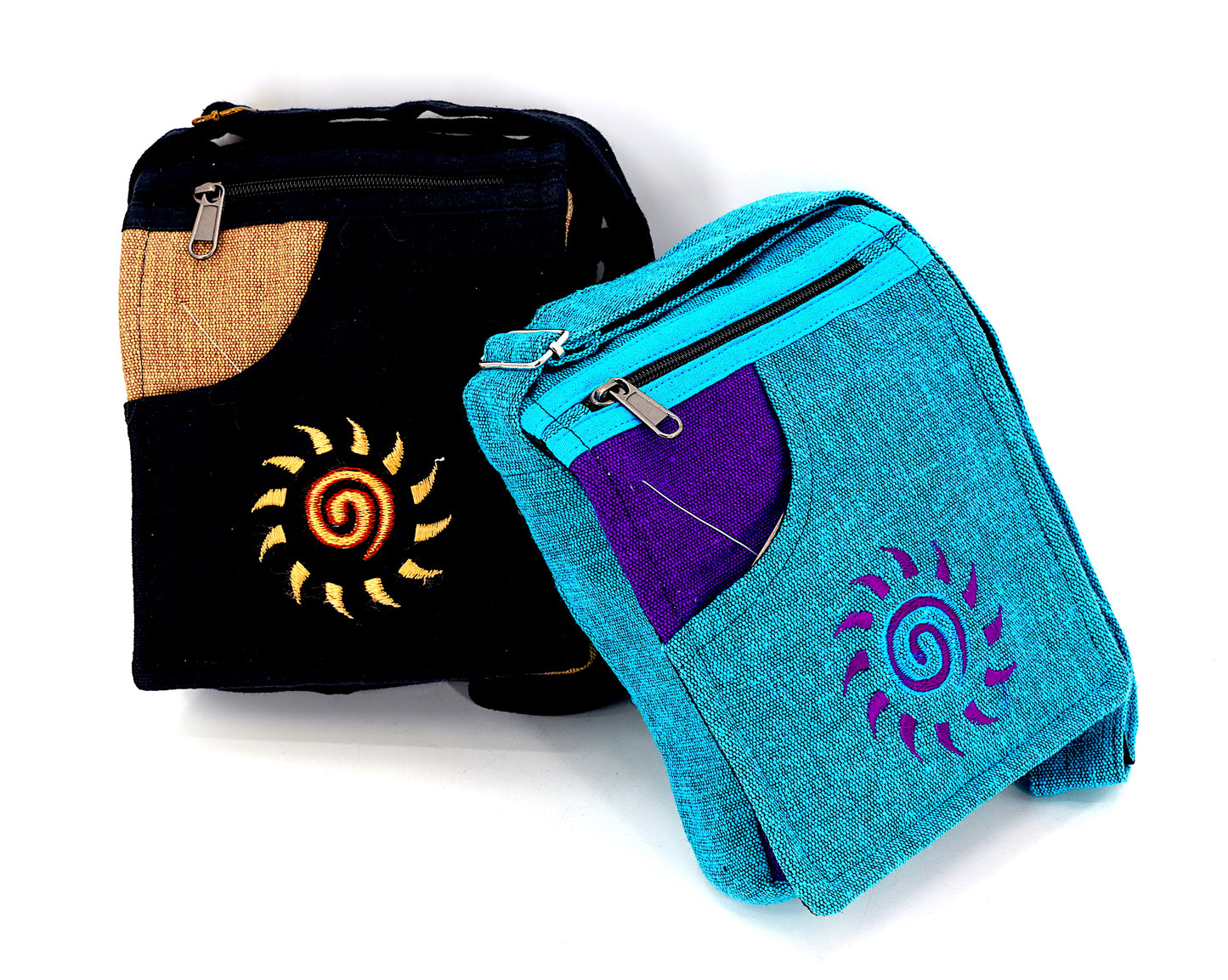 Cotton Sun Hand Embroidered Passport Bag