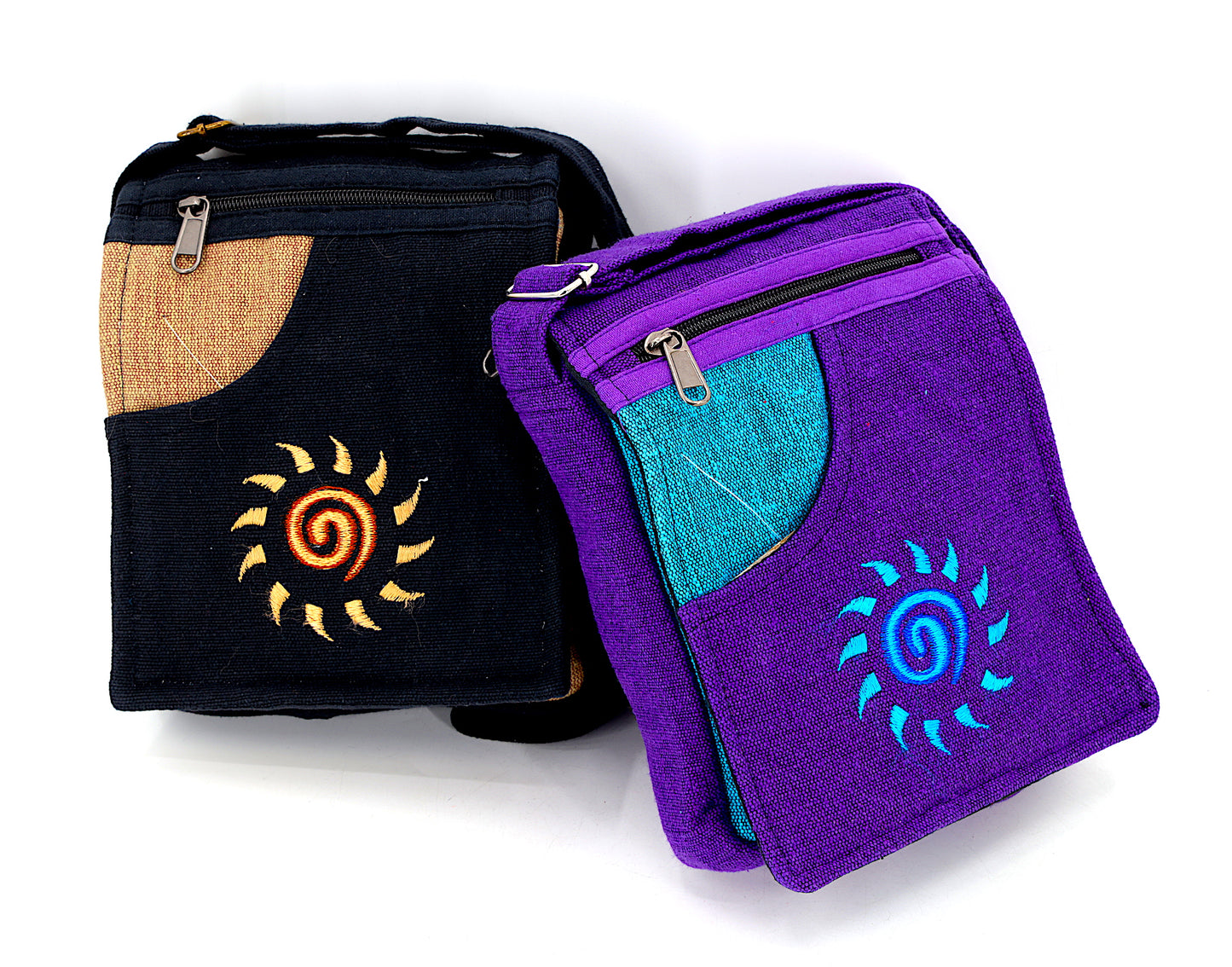 Cotton Sun Hand Embroidered Passport Bag