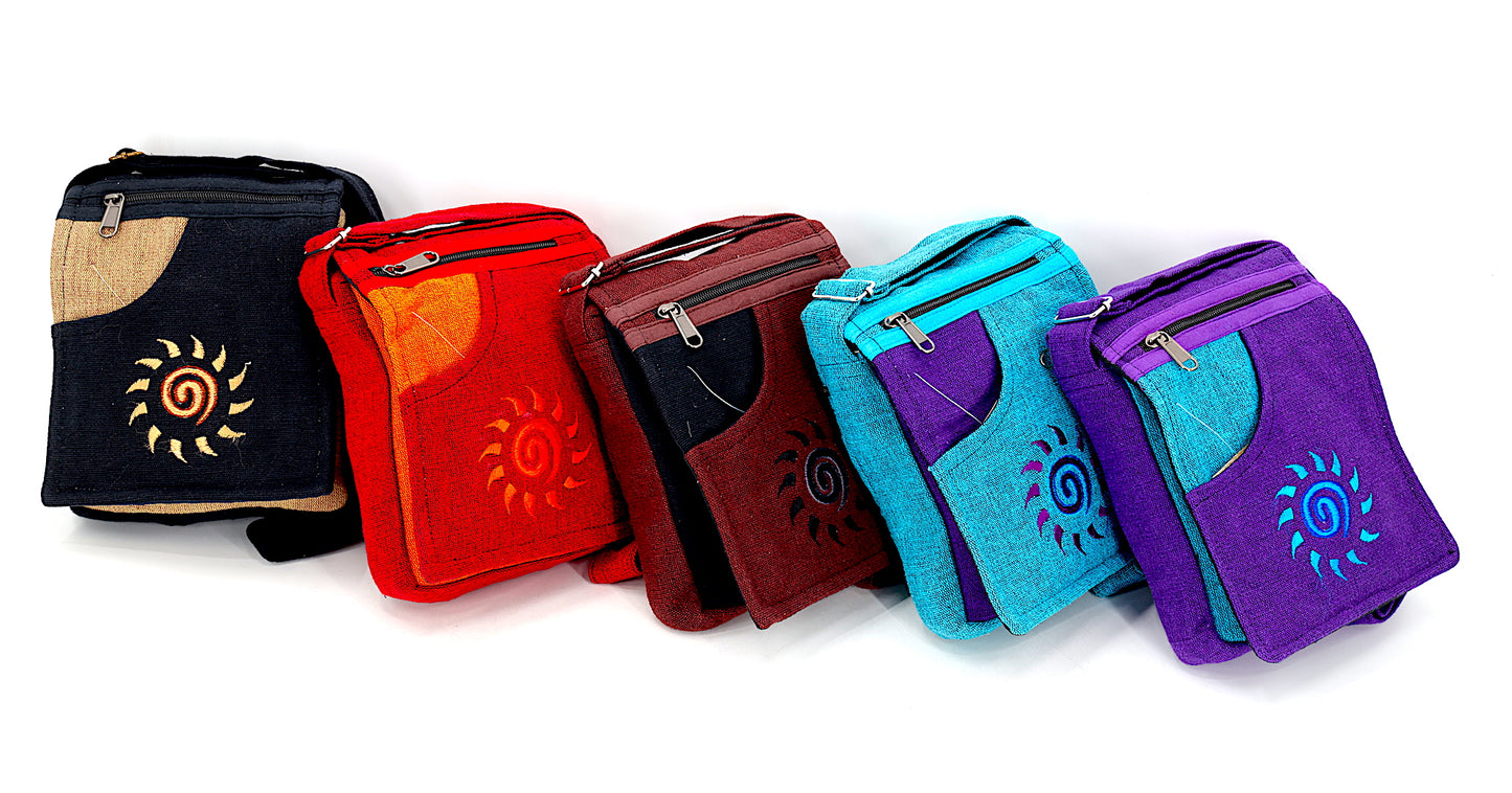 Cotton Sun Hand Embroidered Passport Bag