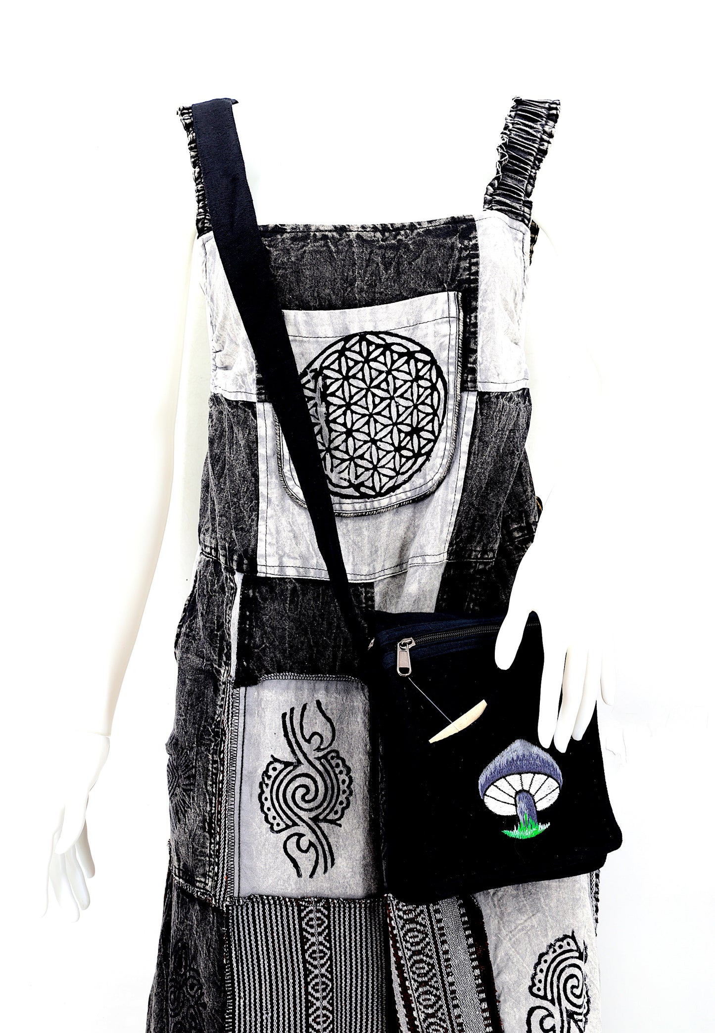 Cotton Mushroom Hand Embroidered Passport Bag